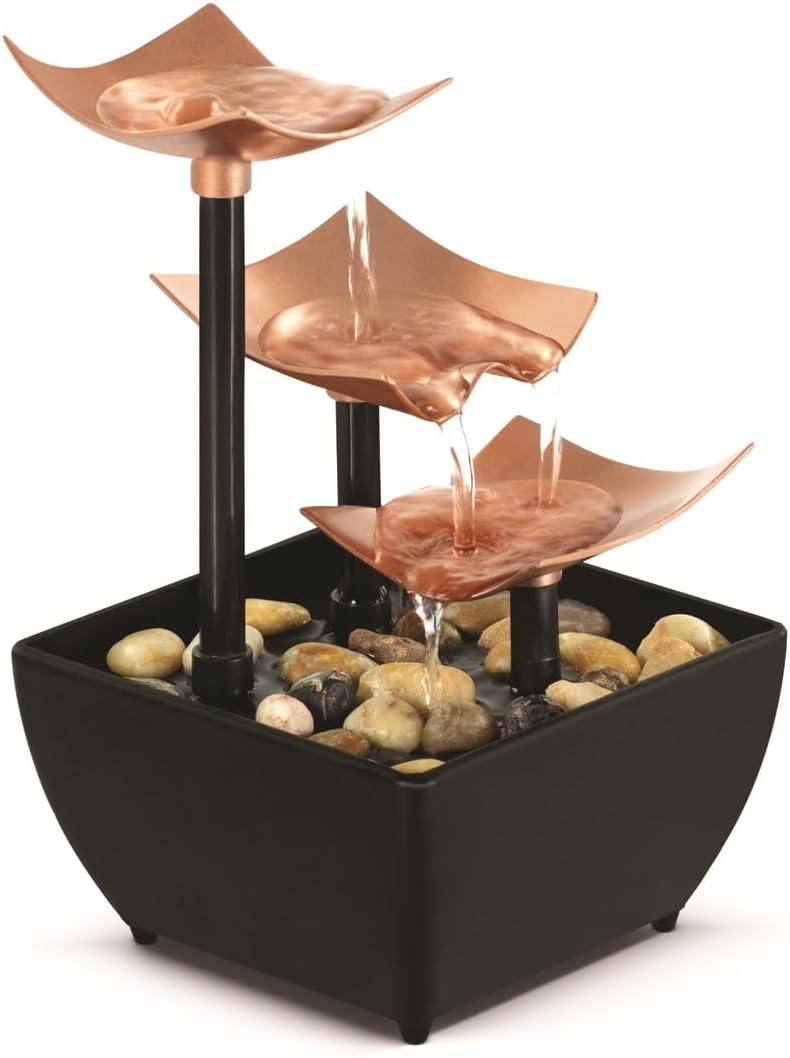 Homedics Tabletop Water Fountain, Home Décor Soothing Sound Machine | Automatic Pump, Deep Basin & Natural River Rocks. Indoor Zen Relaxation for Office, Living Room, or Bedroom, 8.25” Tall