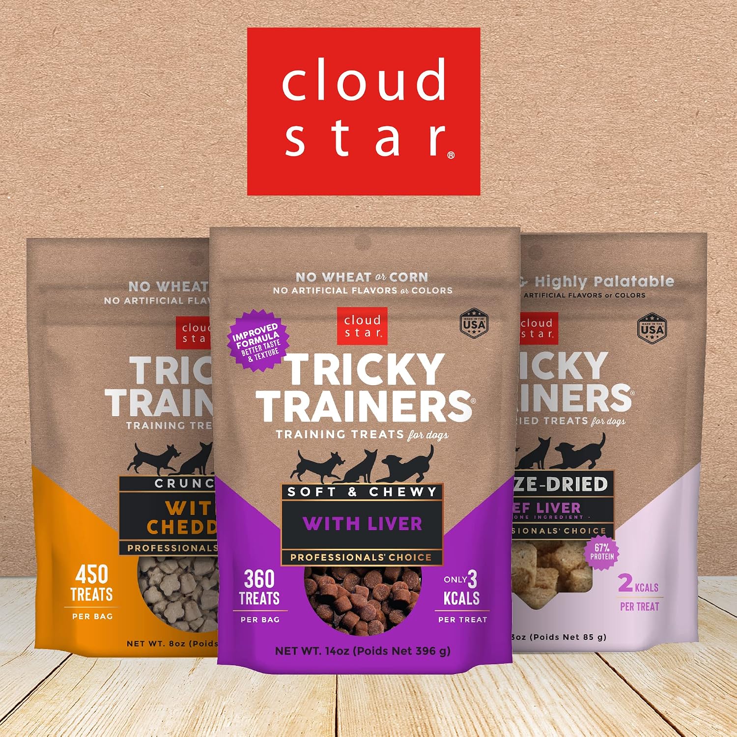 Cloud Star Tricky Trainers Chewy Dog Treats – Whole Grain Soft for Adult & Puppy