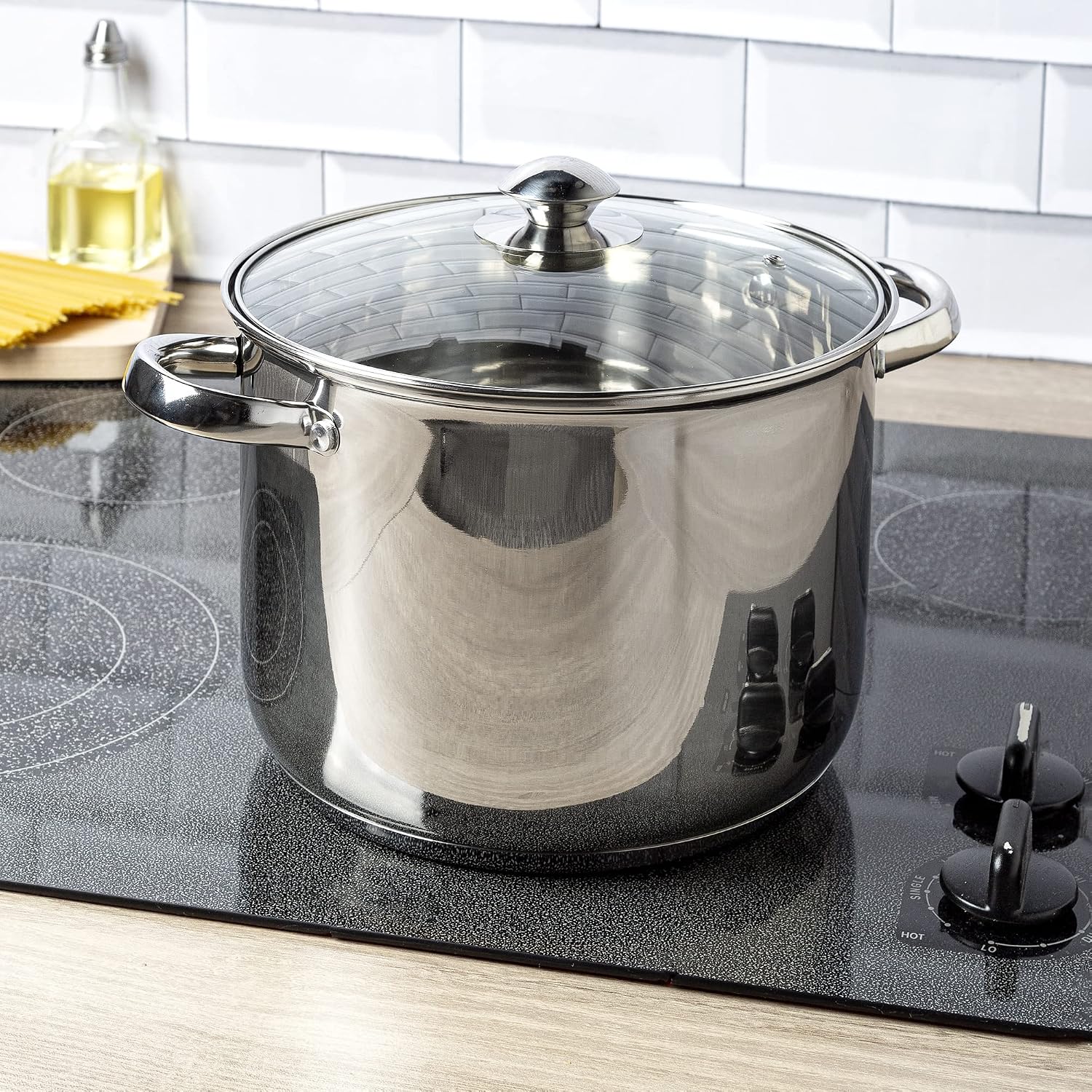 Ecolution Stainless Steel Sauce Pan, Encapsulated Induction Ready Cooking Pot with Glass Lid, Oven Safe, Dishwasher Safe Soup Pot, 2-Quart