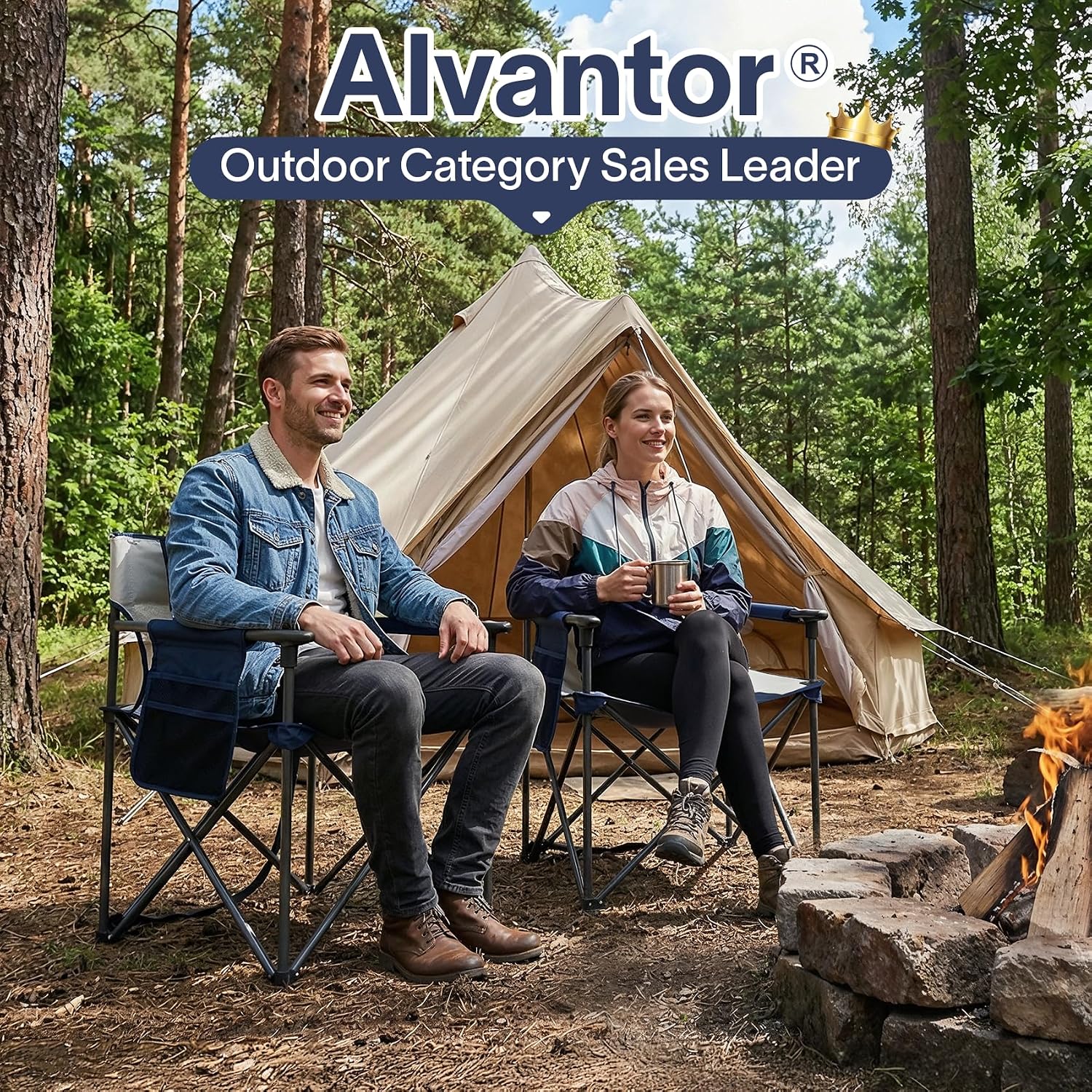Alvantor® Camping Chair, Full Mesh Folding Beach Chair Breathable High Back Portable Lawn Chair for Outdoor, Armrest, Cup Holder, Easy Use Seat for Travel, Fishing, Pinic, Sports Event, 24"x31"x38"