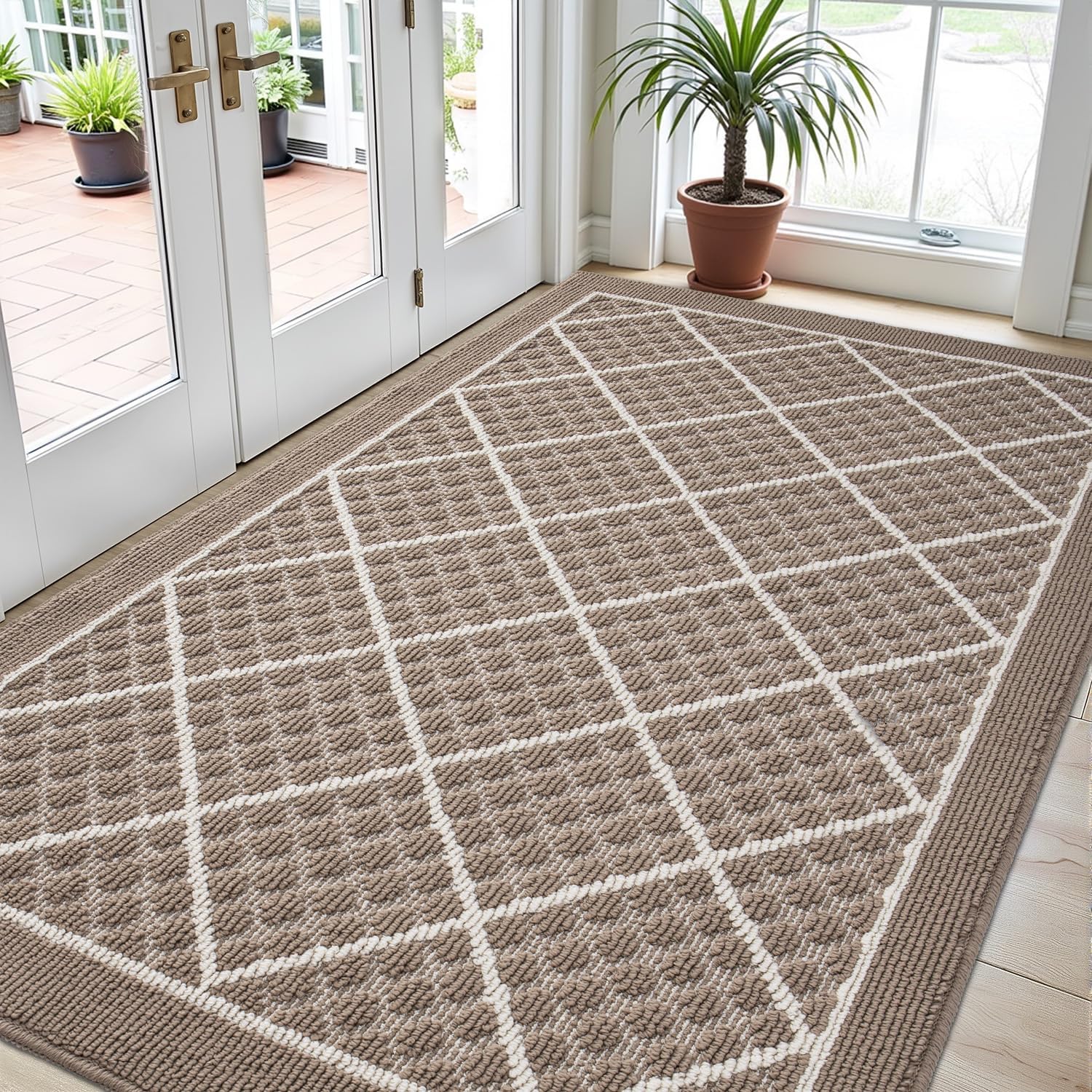 DEXI Front Door Mat Indoor Entryway 24x36 Inside Entrance Doormat Green