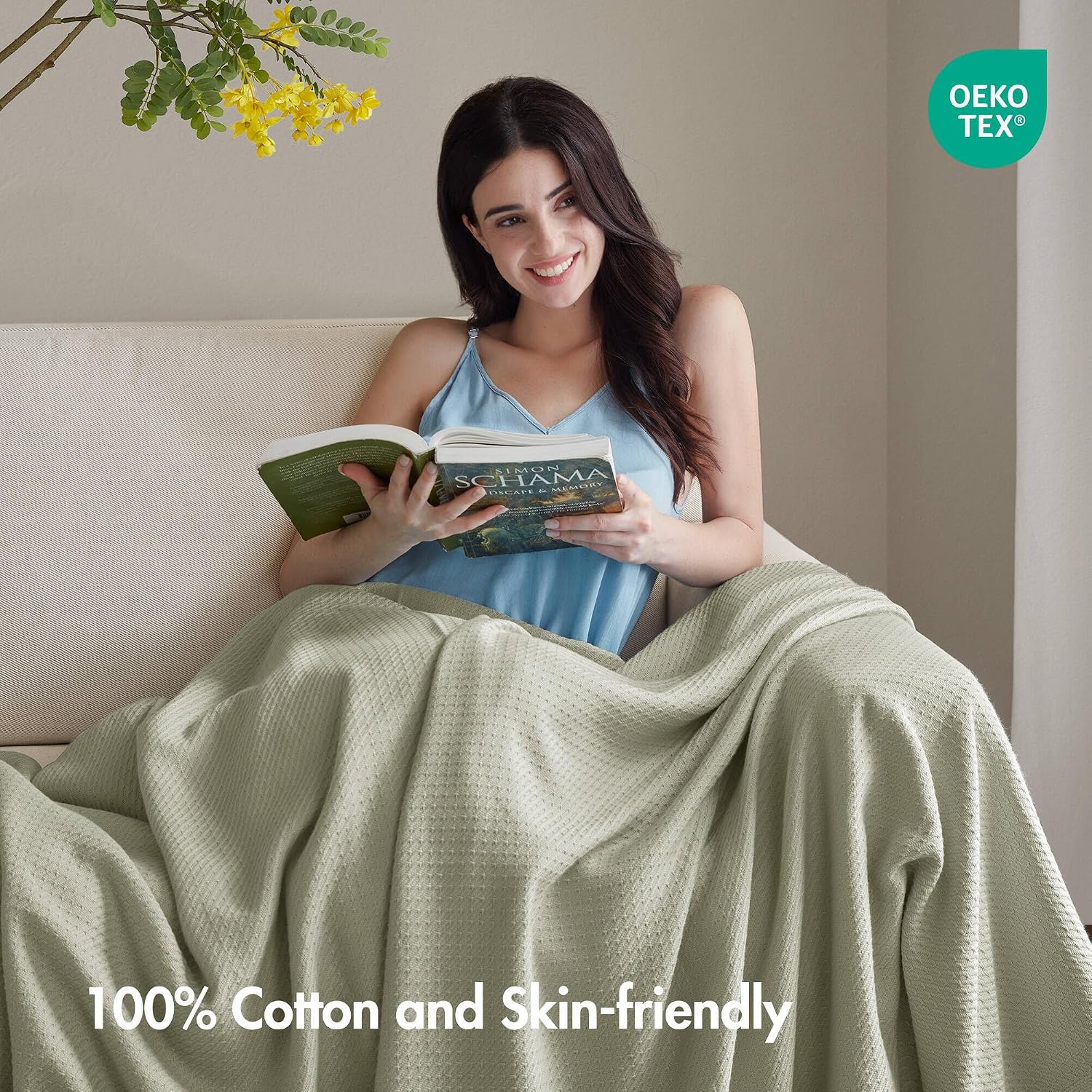 Madison Park 100% Egyptian Cotton Summer Blanket Full Queen Size Teal