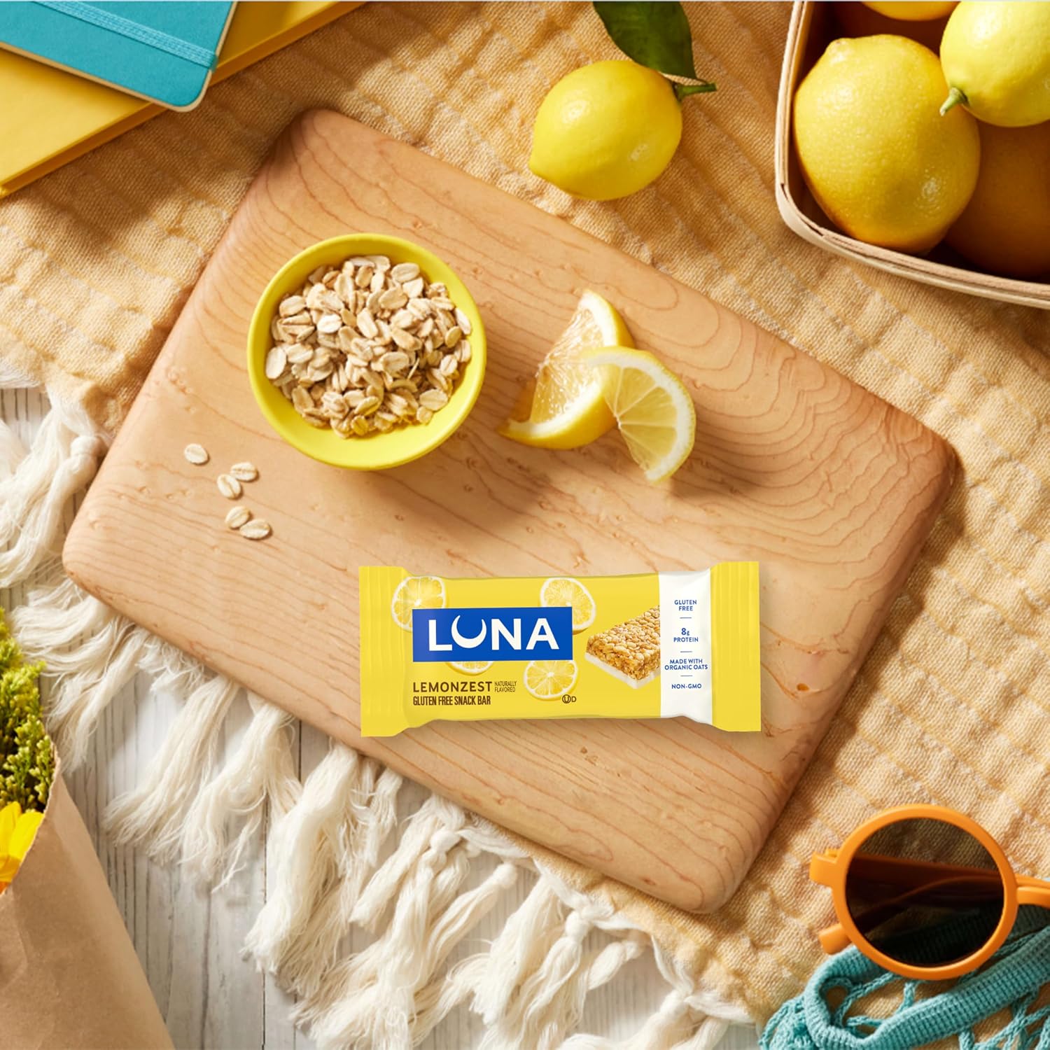 LUNA Bar LemonZest, Gluten Free Snack Bars, 12ct