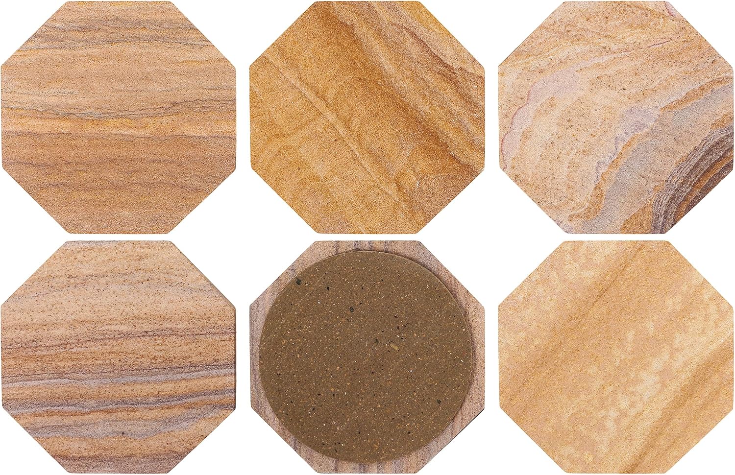 Sandstone Water Absorbent Hand Crafted Octagon Coasters with Holder for Drinks 4 Inches Wide Thirsty Stone Bar/Drink Coasters Made from Real Solid