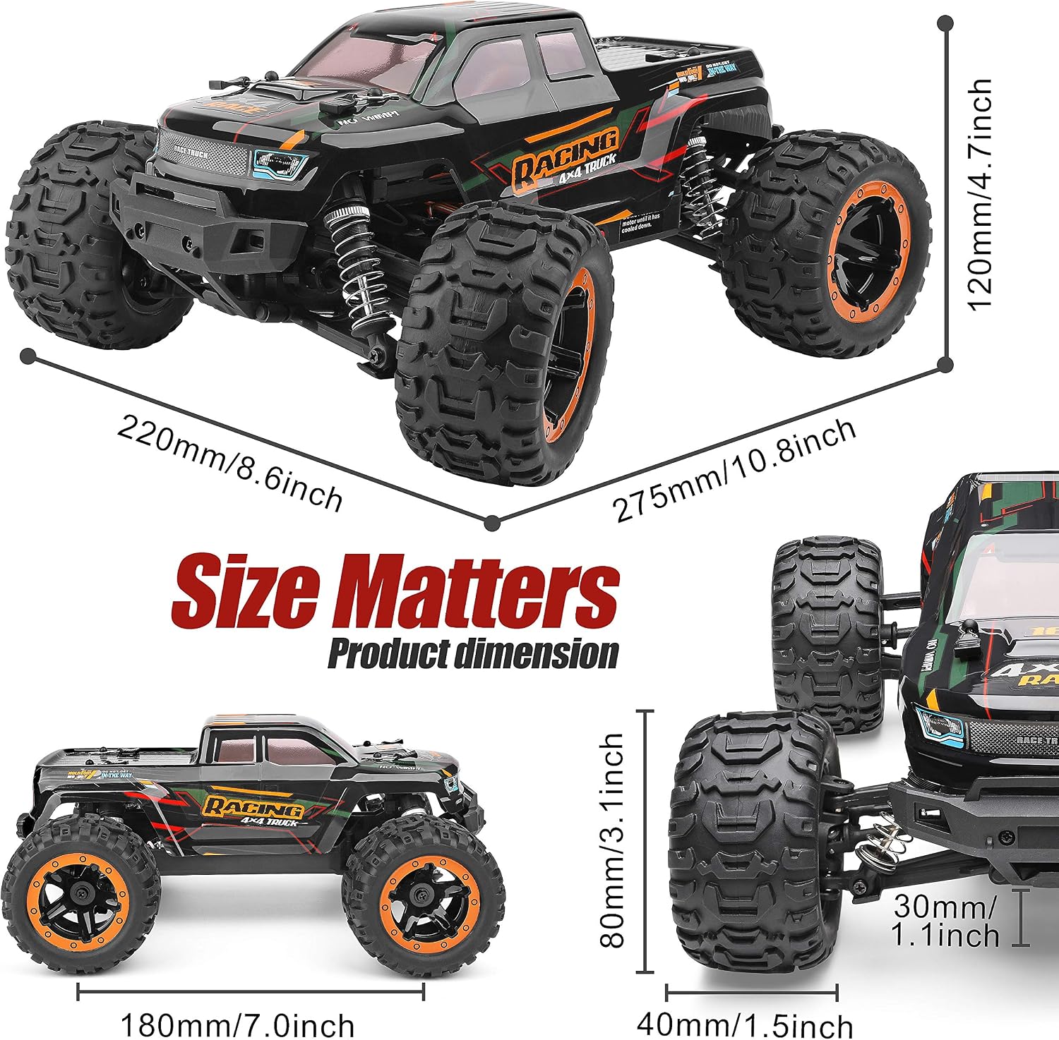 HAIBOXING Remote Control Car 16889, 1:16 Scale 2.4Ghz RC Cars 4x4 Off Road Trucks, Waterproof RTR RC Monster Truck 36KM/H