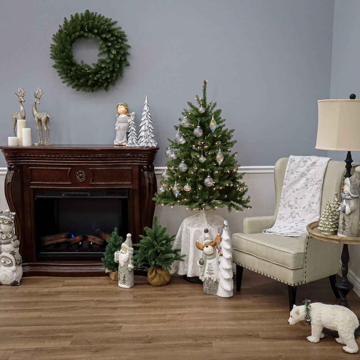 National Tree Company 7ft Pre-Lit Dunhill Fir Artificial Christmas Tree | 700 Clear Lights, 2,144 Tips, Includes Stand, Green