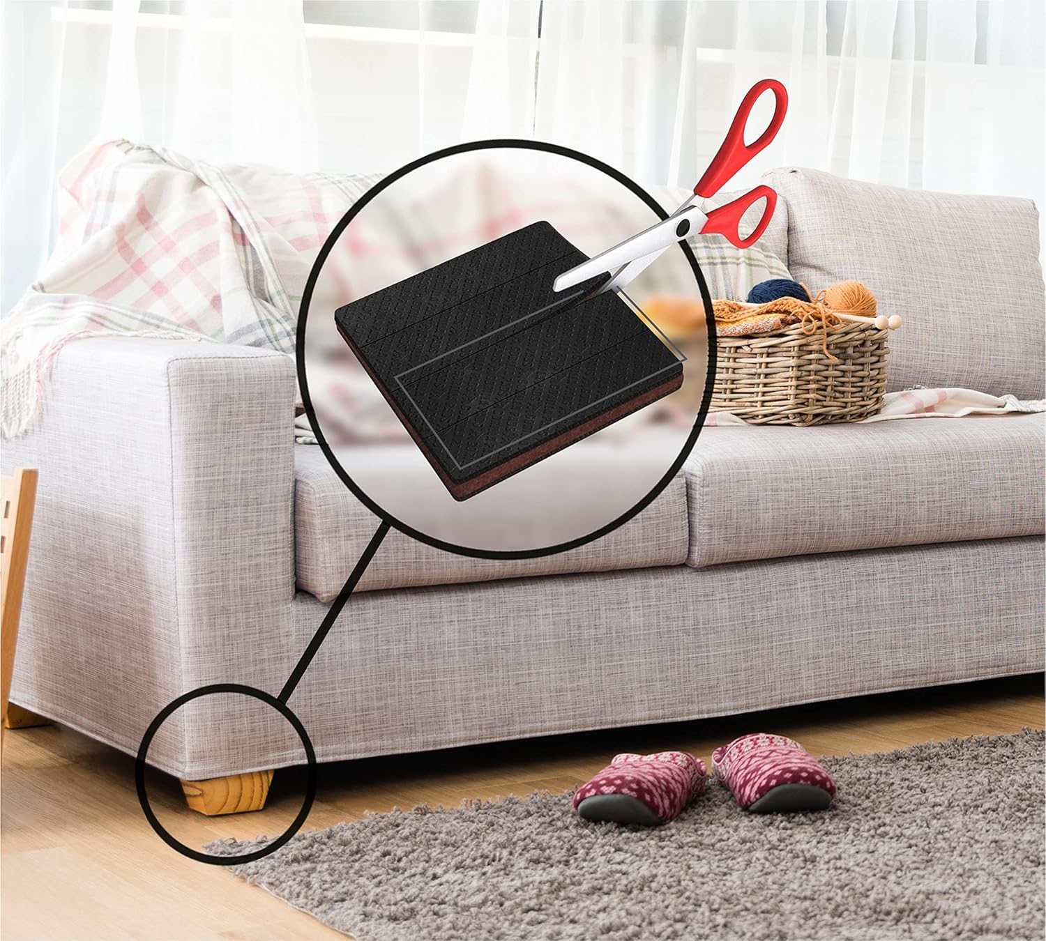 Slipstick GorillaPads CB149 Non-Slip Furniture Pads/Rubber Grippers (Set of 8) Self-Adhesive Furniture Feet Floor Protectors, 1-1/2 inch Round, Black