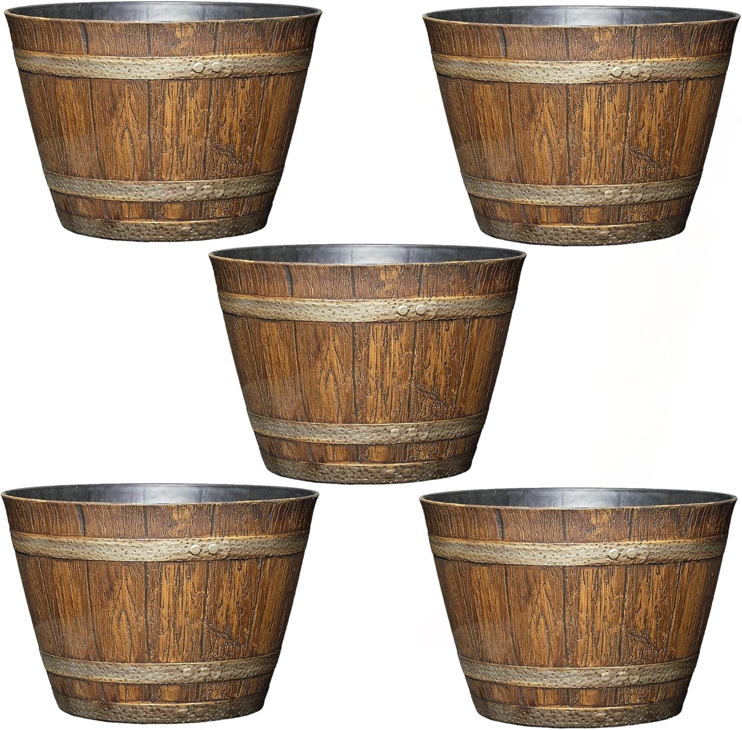 Whiskey Barrel Planter, 20.5", Distressed Oak