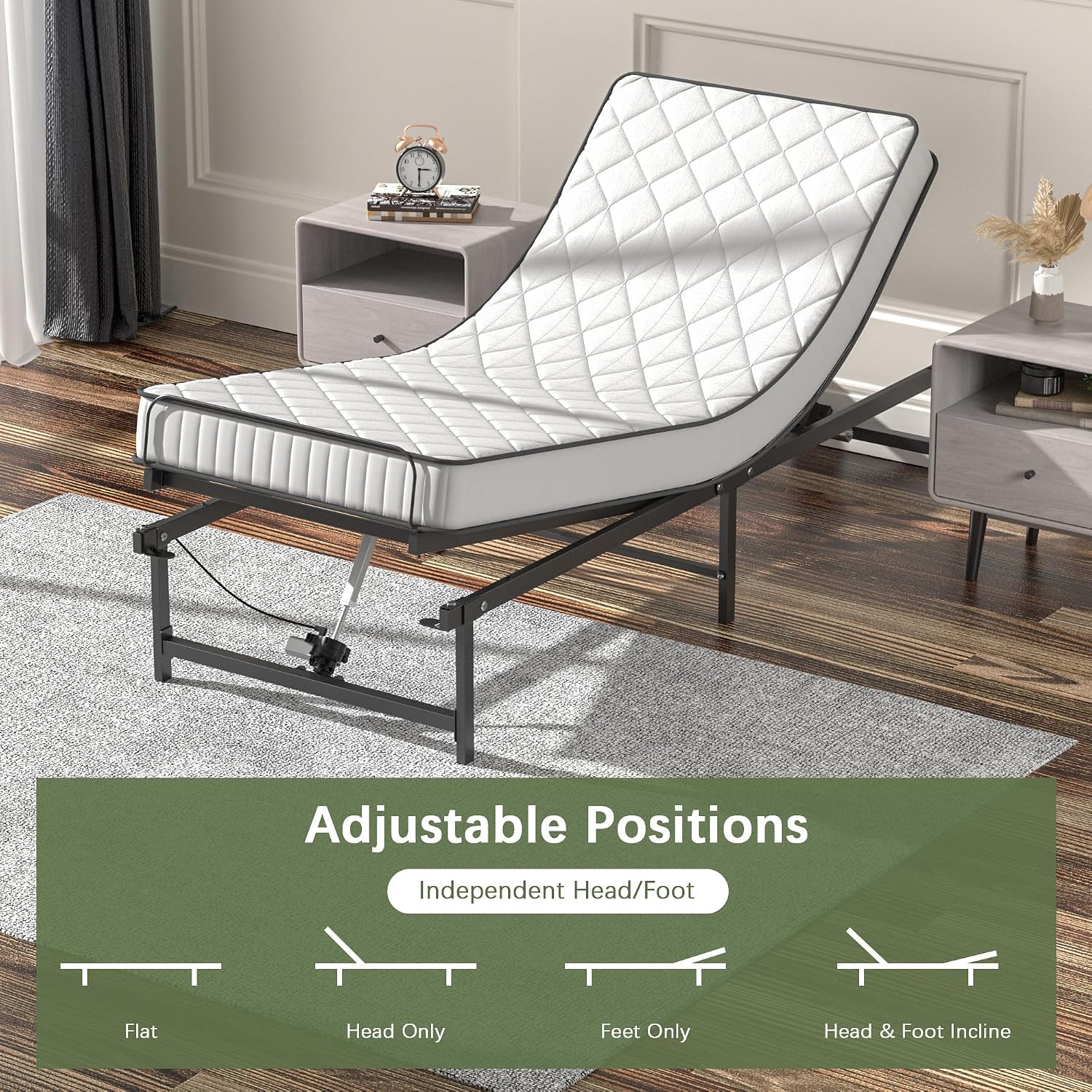 Adjustable Bed Frame Twin XL Electric Adjustable Bed Base | Head & Foot Incline, Ultra Quiet Motor, Remote Control, Fits Most Mattresses, Reduces Snoring & Boosts Circulation