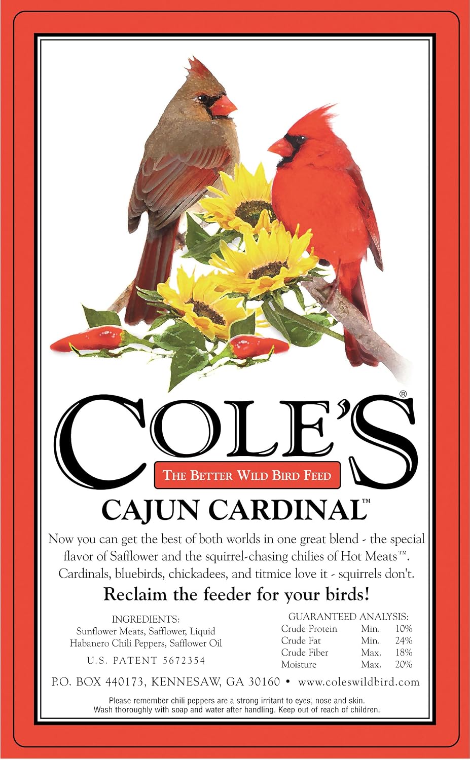 Cole's CB20 Cajun Cardinal Blend Bird Seed, 20-Pound