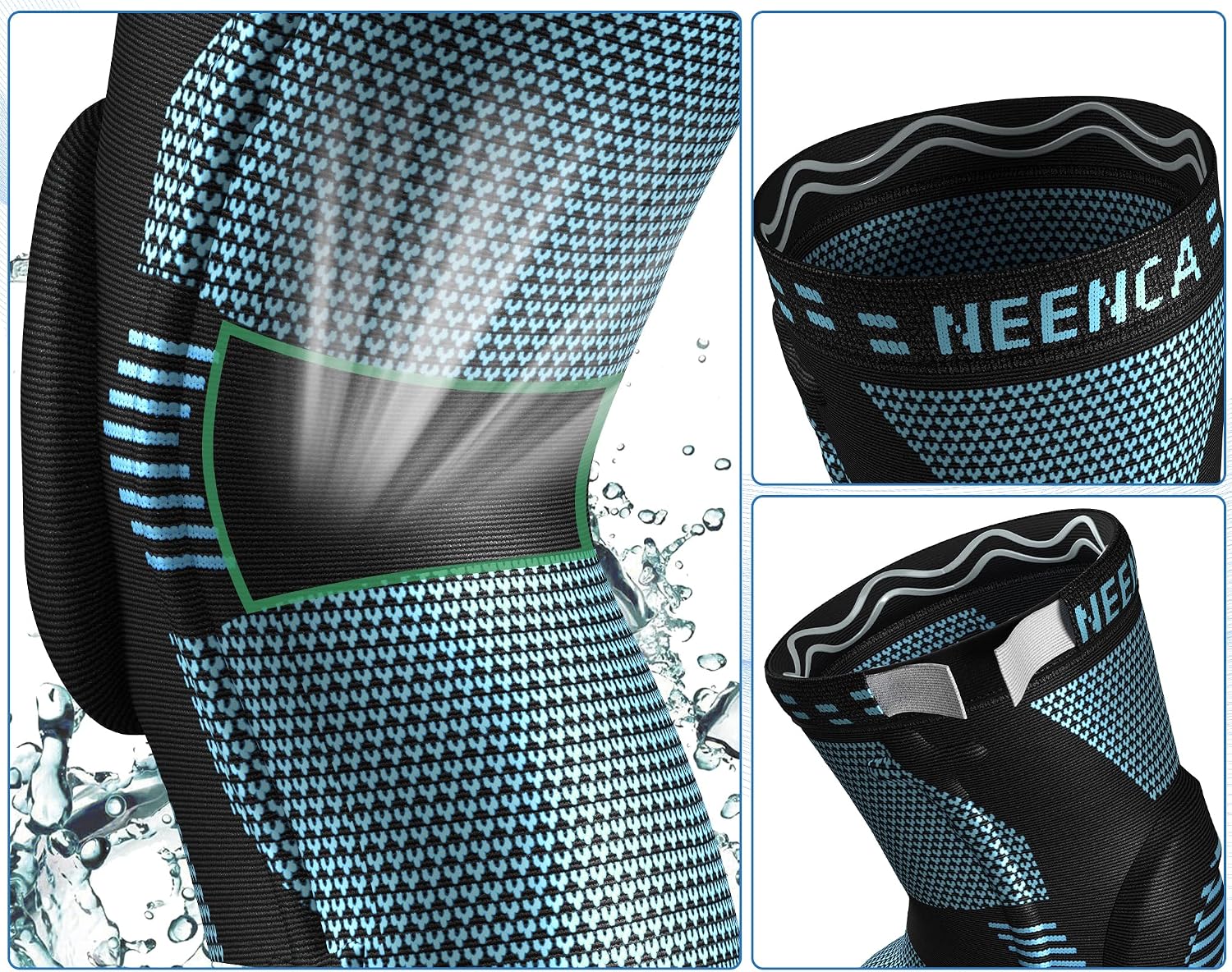 NEENCA Knee Braces for Knee Pain Relief, Compression Knee Sleeves with Patella Gel Pad & Side Stabilizers, Knee Support for Weightlifting, Running