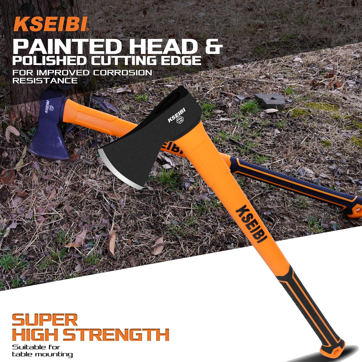 KSEIBI Wood Axe, Small Outdoor Camp Hatchet for Splitting and Kindling Wood