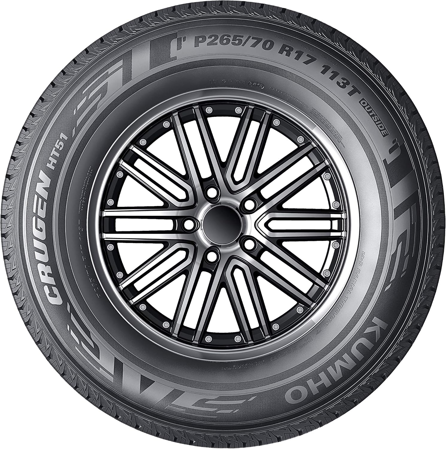 Kumho Crugen HT51 All-Season Highway Radial Tire-265/65R18 112T | Truck/SUV Highway All Weather Traction 112T Rated Standard Load Radial