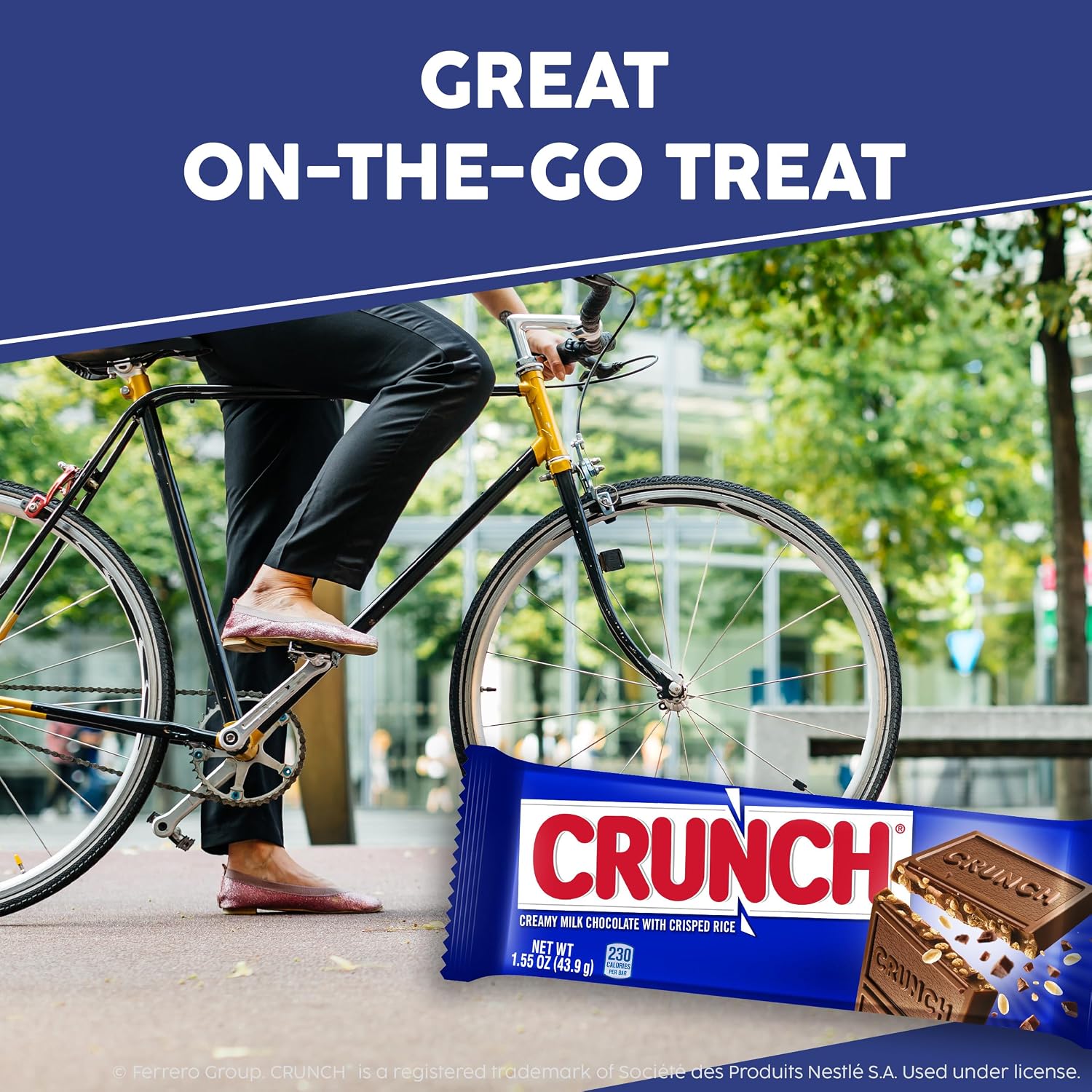 CRUNCH Full-Size Candy Bar, Creamy Milk Chocolate with Crunchy Crisped Rice, 36 Individually Wrapped Bars, 1.55 oz Each