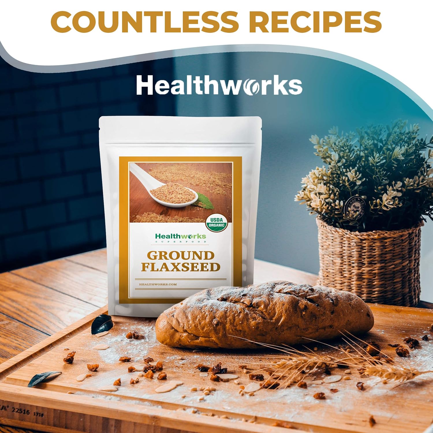 Healthworks Superfoods Organic Ground Flax Seed 3 lb Raw Vegan Keto Non-GMO | Organic, Ground, Omega-3, Fiber, Lignans, Non-GMO, Vegan, Keto, For Smoothies, For Baking, For Oatmeal, Heart Healthy