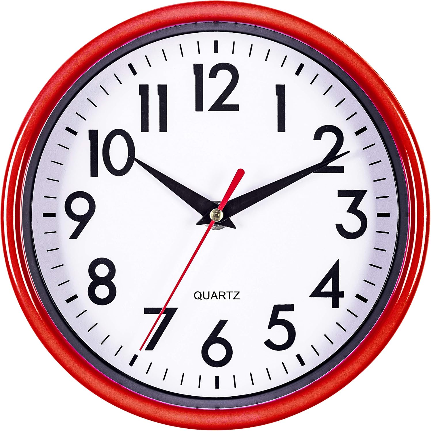 Bernhard Products Silver Wall Clock 8" Silent Non-Ticking Quality Quartz Battery Operated Clock for Home Kitchen Bedroom Bathroom Classroom Nursery