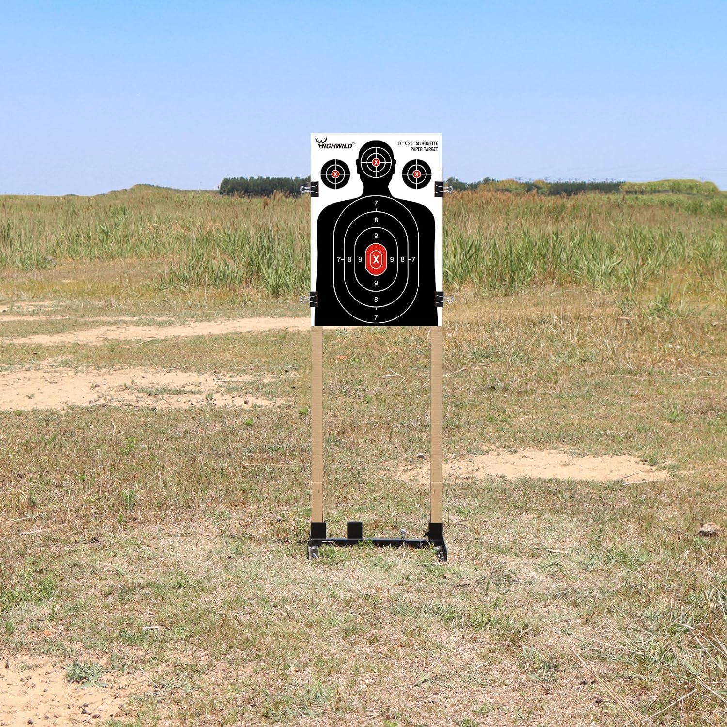 Highwild Adjustable Target Stand Base for Paper Shooting Cardboard Silhouette H Shape Stand Base for Shooting Range 1x2 Wooden Target Station Setup