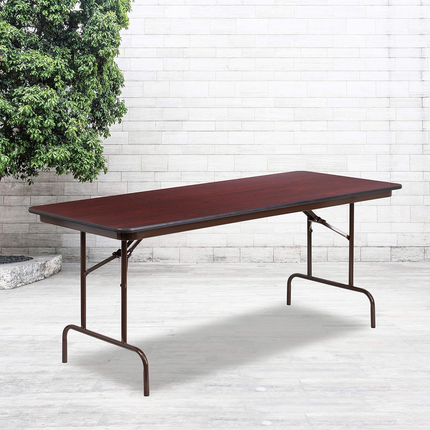 Flash Furniture 6 ft Laminate Folding Banquet Table, Mahogany | Durable Construction, Commercial Use
