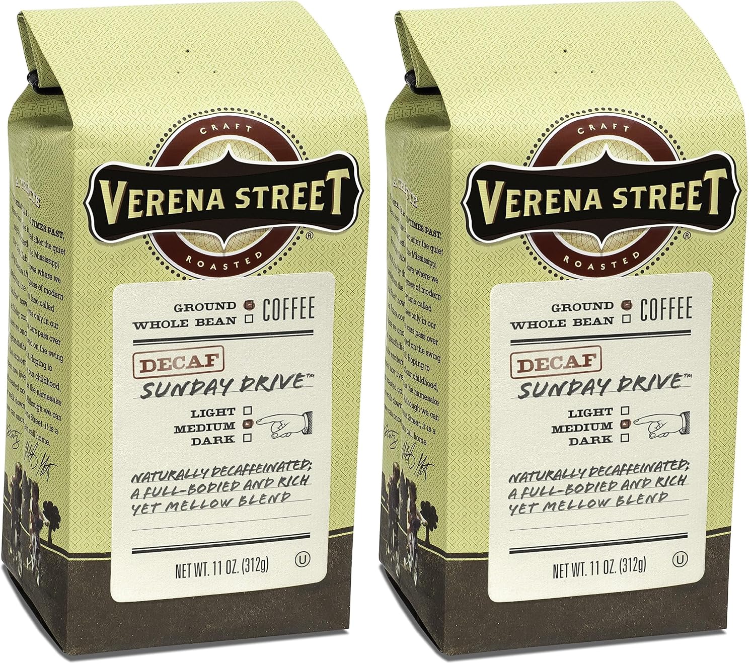 Verena Street 12 Ounce Flavored Ground Coffee, Mississippi Grogg, Medium Roast, Rainforest Alliance Certified Arabica Coffee