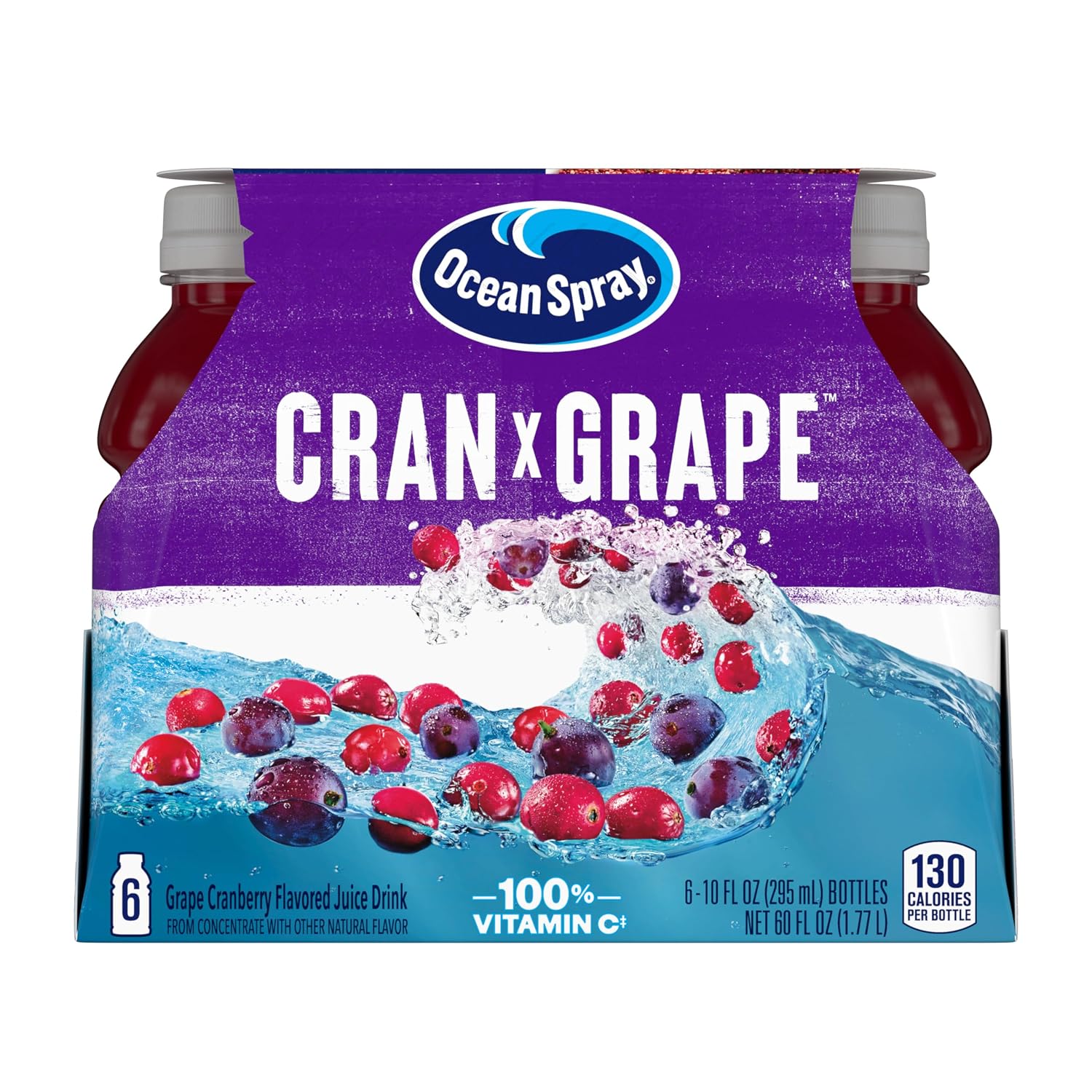 Ocean Spray® Cran-Grape® Juice Drinks, 10 Ounce Bottles, 6 Count | Ocean Spray® Cran-Grape® Juice Drinks, Made with Real Fruit Juice, 10 Fluid Ounce Bottles, 6 Count