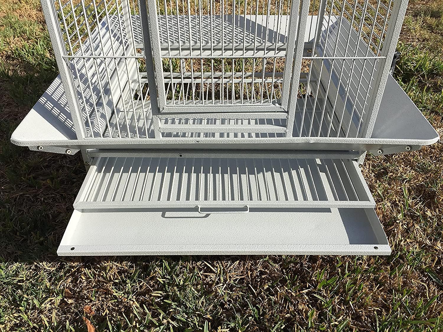 Extra Large Wrought Iron Open/Close Play Top Bird Parrot Cage, Include Metal Seed Guard Solid Metal Feeder Nest Doors Overall Dimensions: 35.25" Wx29.5"x62"H(with Seed Skirt)