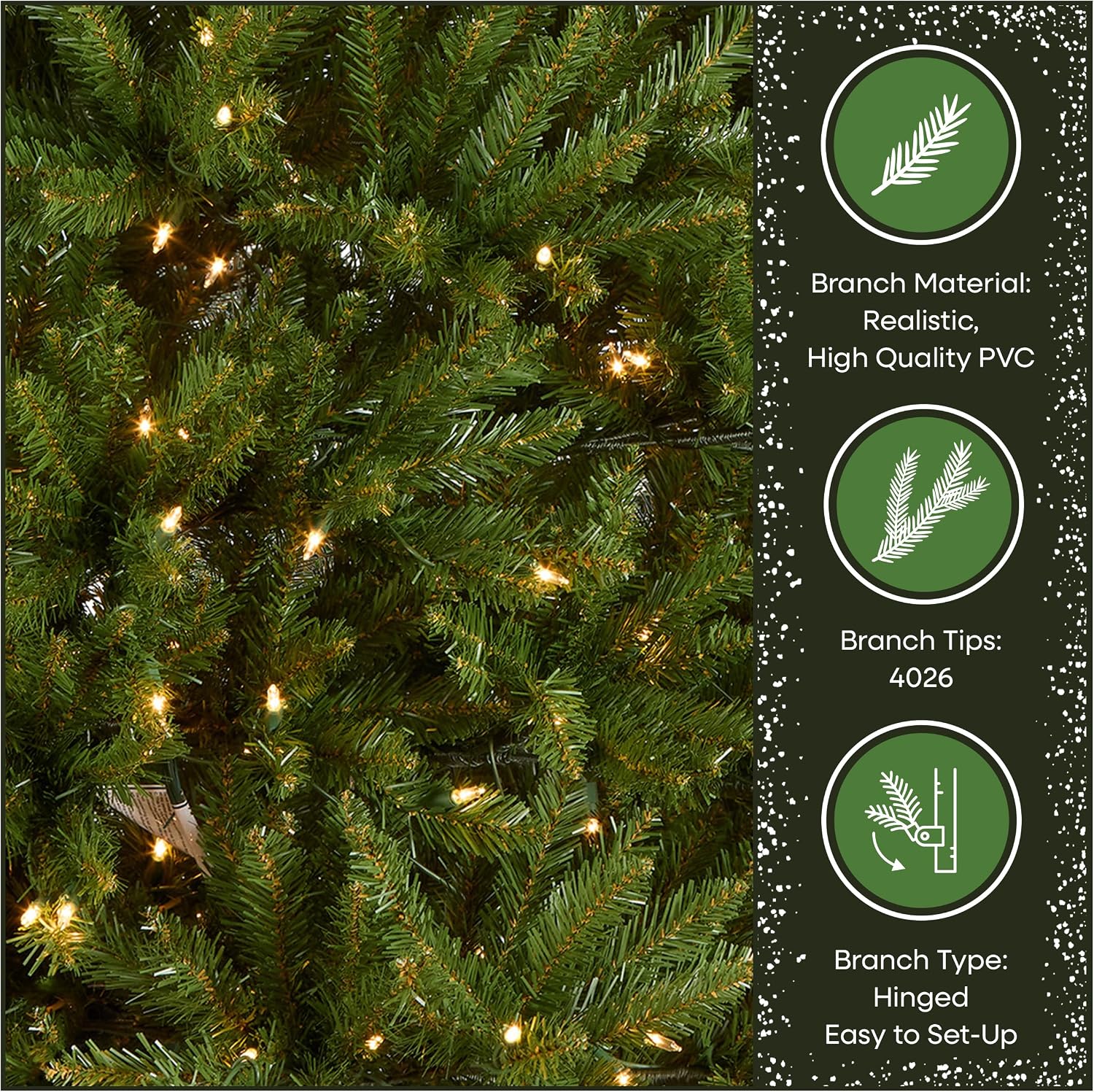 National Tree Company 7ft Pre-Lit Dunhill Fir Artificial Christmas Tree | 700 Clear Lights, 2,144 Tips, Includes Stand, Green