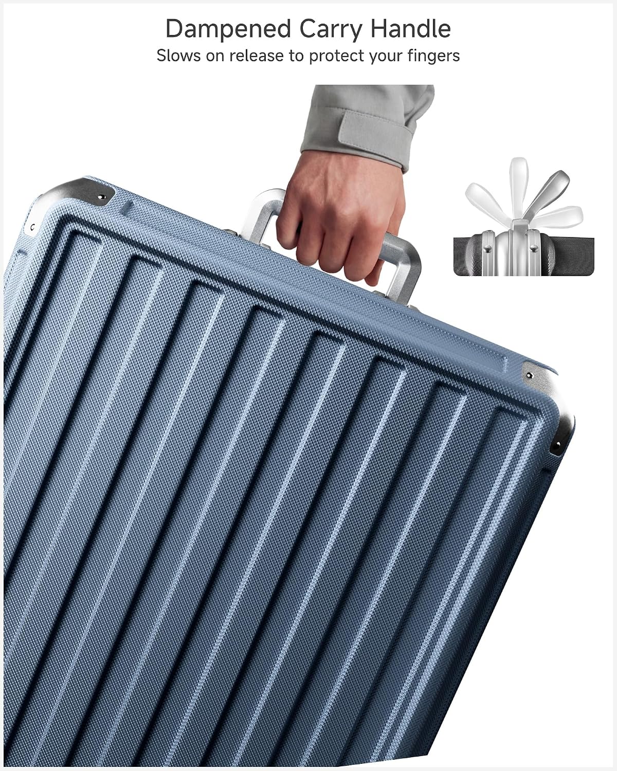 LUGGEX Zipperless Checked Suitcase, Aluminum Frame, Charcoal Metallic, 28" | Checked Luggage, 100% PC Hard Shell, 8010S Aluminum Frame, 8 Spinner Wheels, TSA Lock, Hard Shell, ZX-Core
