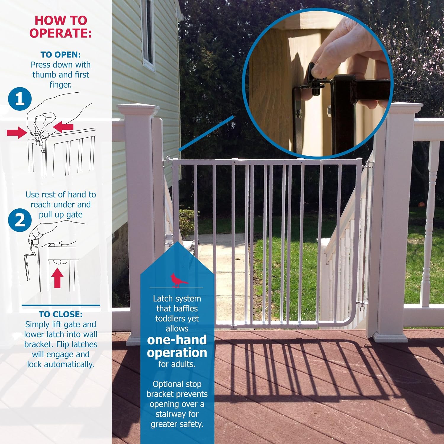 Cardinal Gates SS30OD Stairway Special Outdoor Baby & Pet Gate, Brown | SS30OD Stairway Special fits 27-42.5 in; weather-resistant outdoor baby/pet gate for stairs, decks, patios and porches.