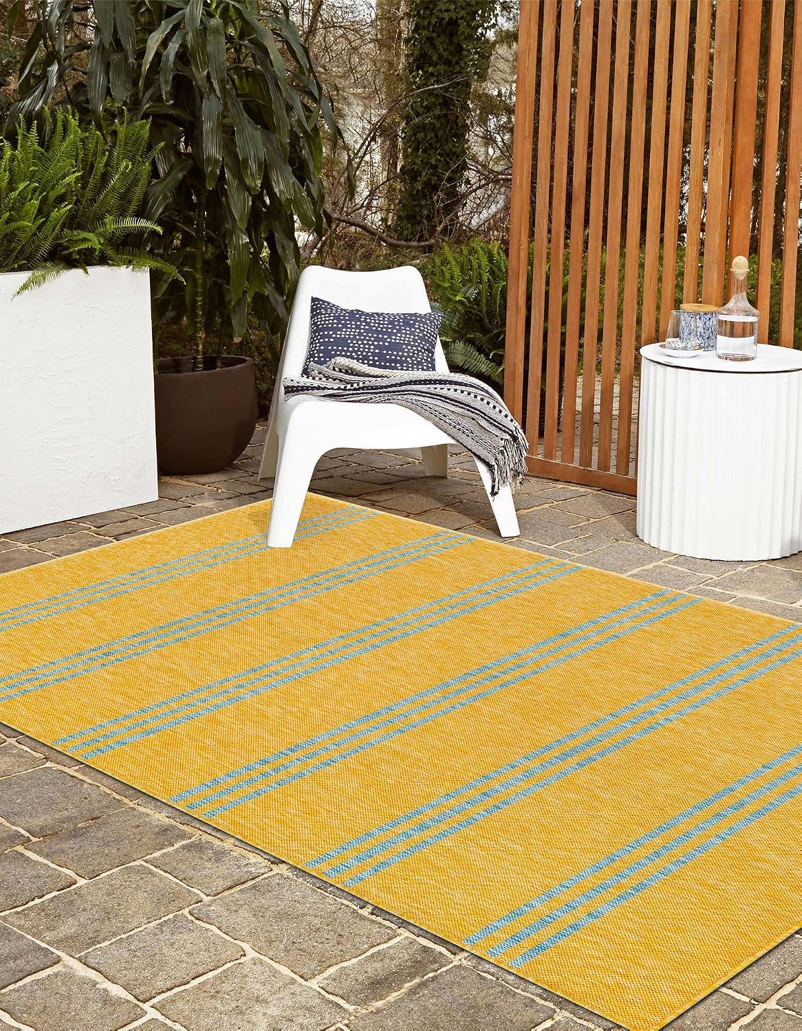 Unique Loom Outdoor Collection Area Rug - Anguilla (9' x 12' Rectangle, Blue/ Ivory)