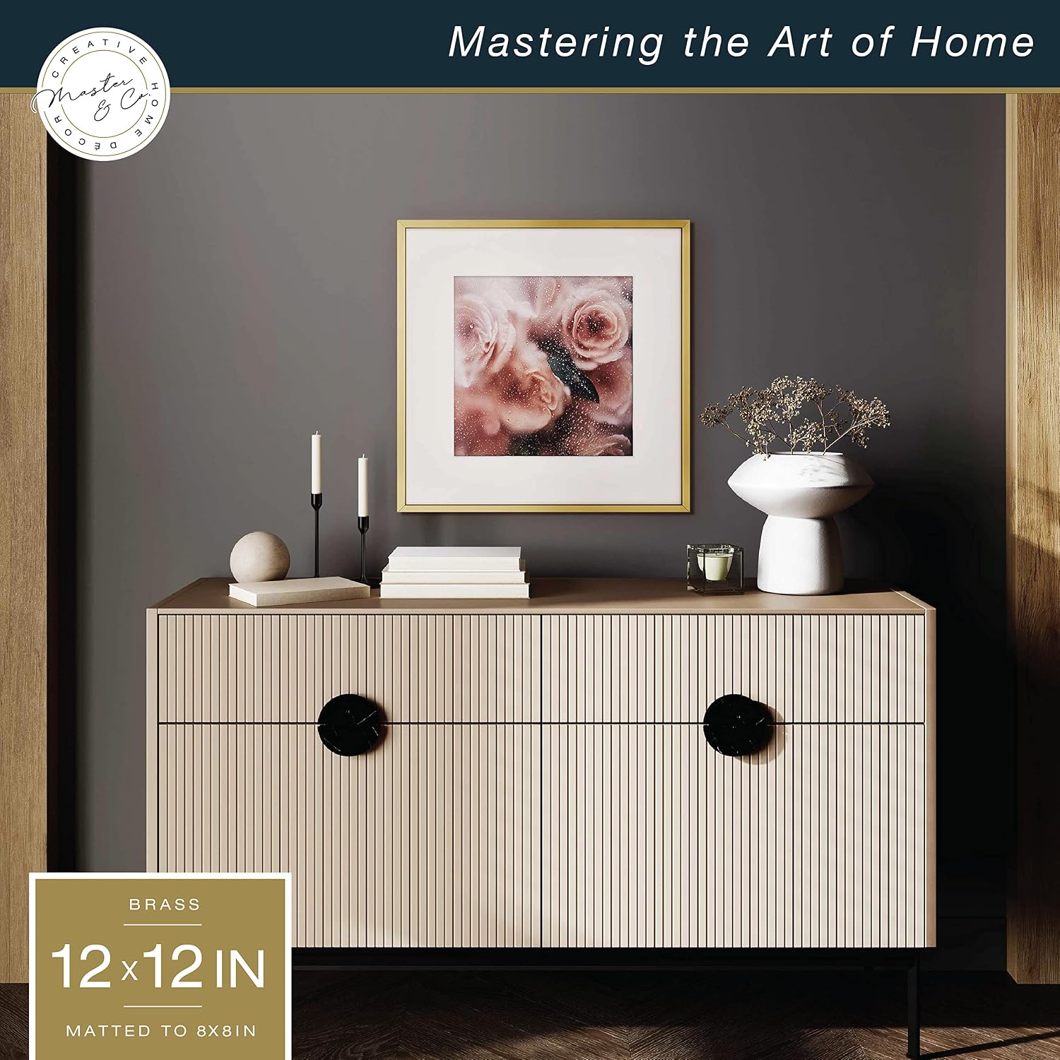 MCS Master & Co. Foundry Metal Picture Frame, 12x12 Matted to 8x8