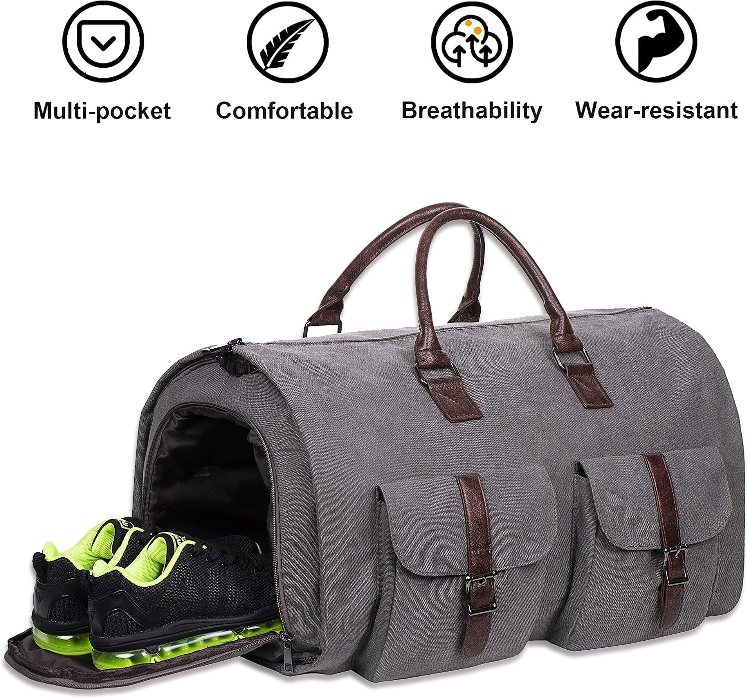 seyfocnia Convertible Travel Garment Bag,Carry on Garment Duffel Bag for Men Women - 2 in 1 Hanging Suitcase Suit Business Travel Bag