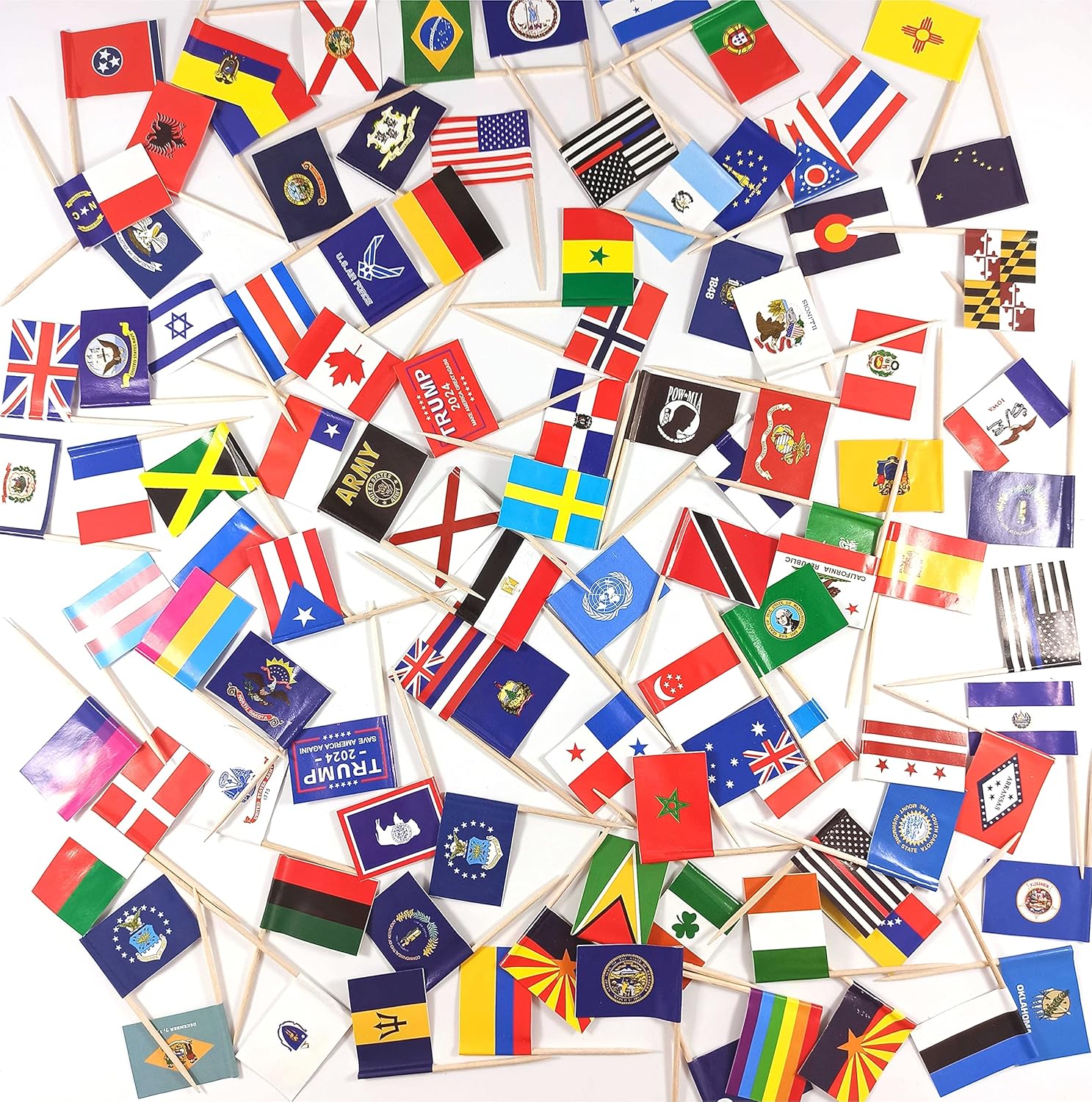JBCD Nicaragua Toothpick Flag Nicaraguan Mini Small Cupcake Topper Flags, 100 pcs