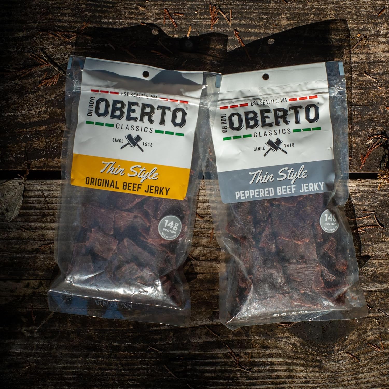 Oh Boy! Oberto Classics Thin Style Peppered Beef Jerky, 1.2 Ounce (Pack of 8)