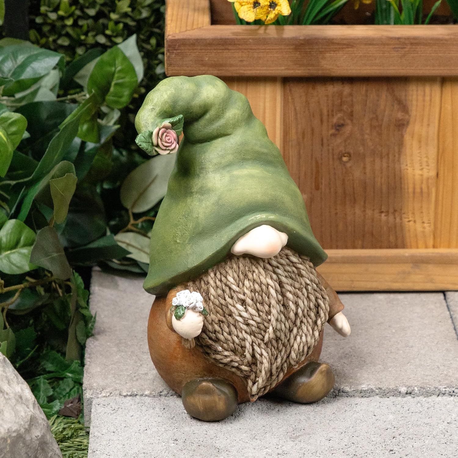 Alpine Corporation 12" Tall Traditional Outdoor Garden Gnome Yard Statue Decoration