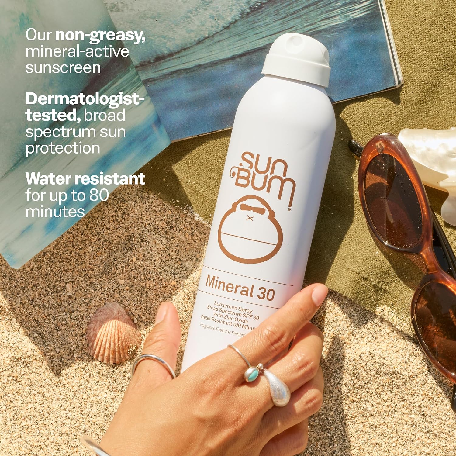 Sun Bum Mineral SPF 30 Sunscreen Body Spray - 6 oz | Broad Spectrum Moisturizing Sunscreen, for Sensative Skin, Vitamin E, Hawaii 104 Act Compliant (No Octinoxate & Oxybenzone)