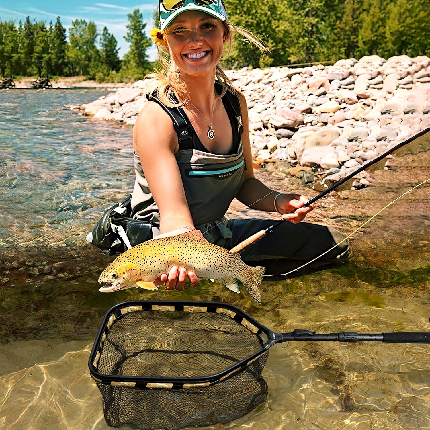 PLUSINNO Floating Fishing Net for Steelhead, Salmon, Fly, Kayak, Catfish, Bass, Trout Fishing
