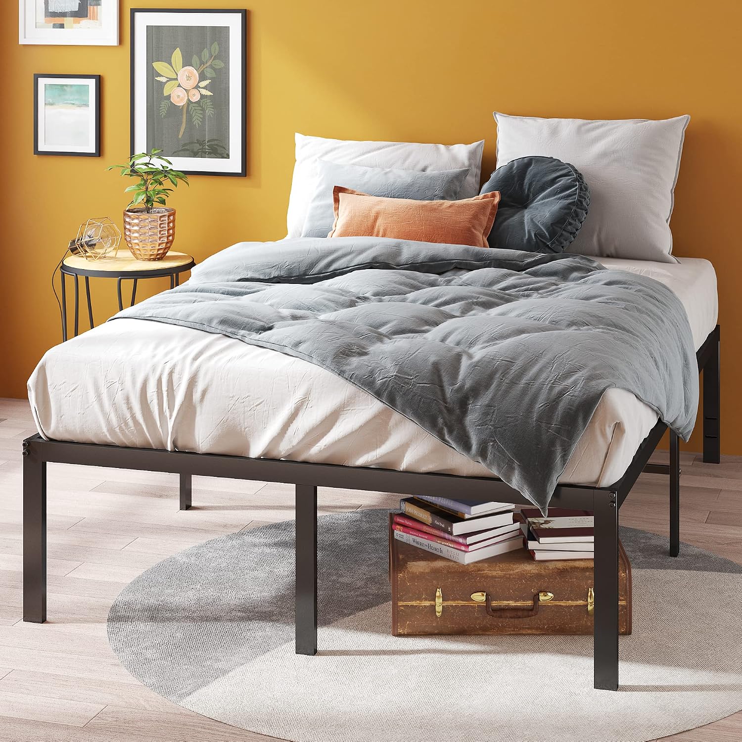 ZINUS Van 16 Inch Metal Platform Bed Frame / Steel Slat Support / No Box Spring Needed / Easy Assembly, Full