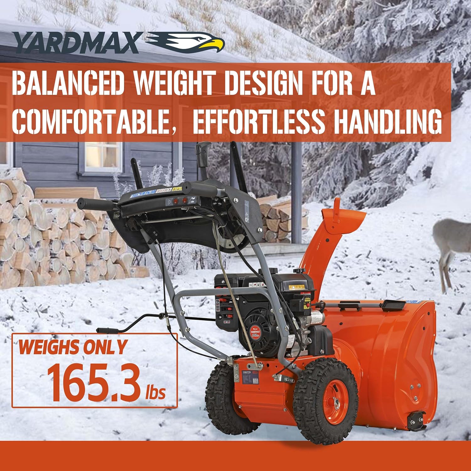 YARDMAX YB6770 26 in. 212 cc Two-Stage Self-propelled Gas Snow Blower with Push-Button Electric Start and Headlight