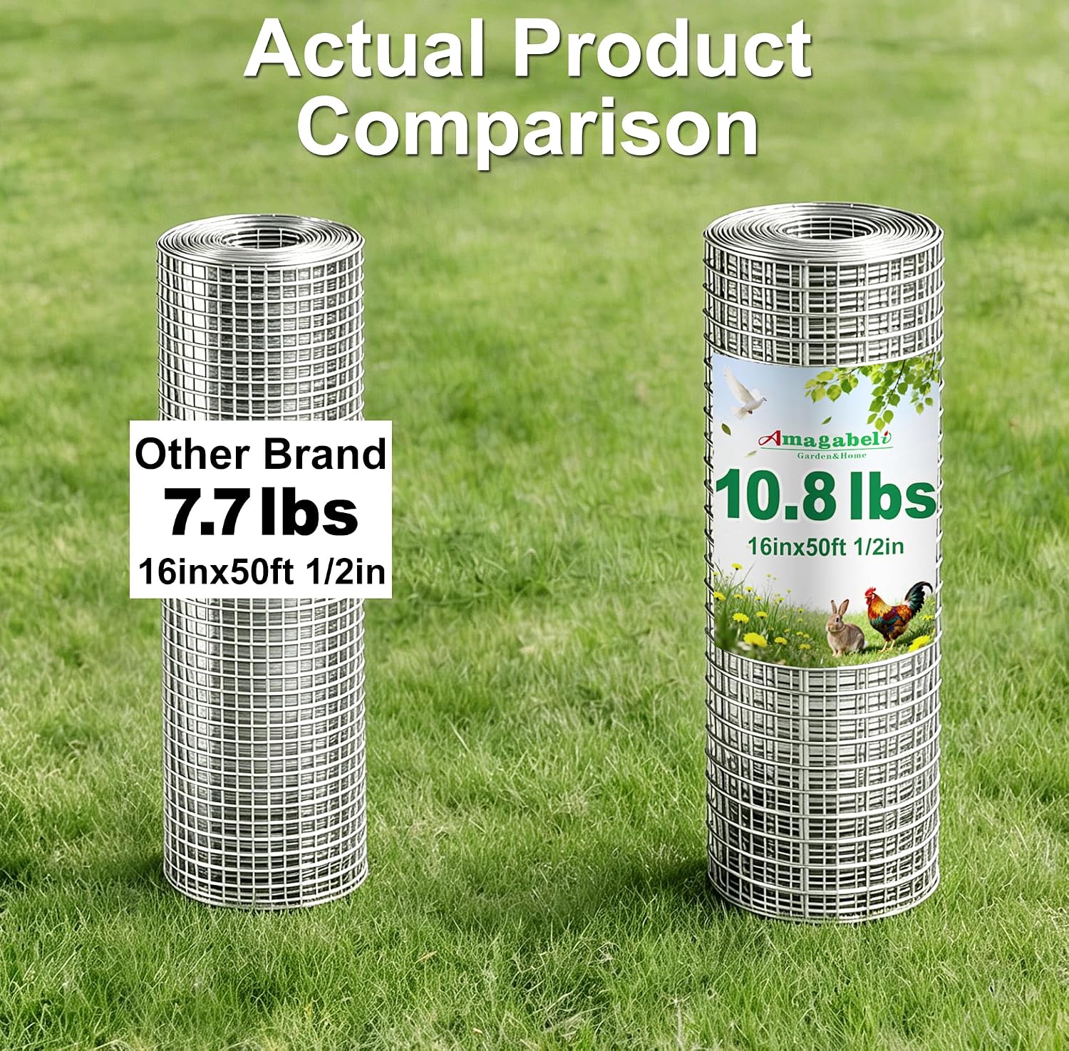 Amagabeli Hardware Cloth 1/2 inch 36 x 100 ft 19 Gauge Chicken Wire Fence Hot-Dipped Galvanized After Welding Welded Wire Fencing Mesh Roll Garden Plant Support Poultry Rabbit Cage Snake Gopher