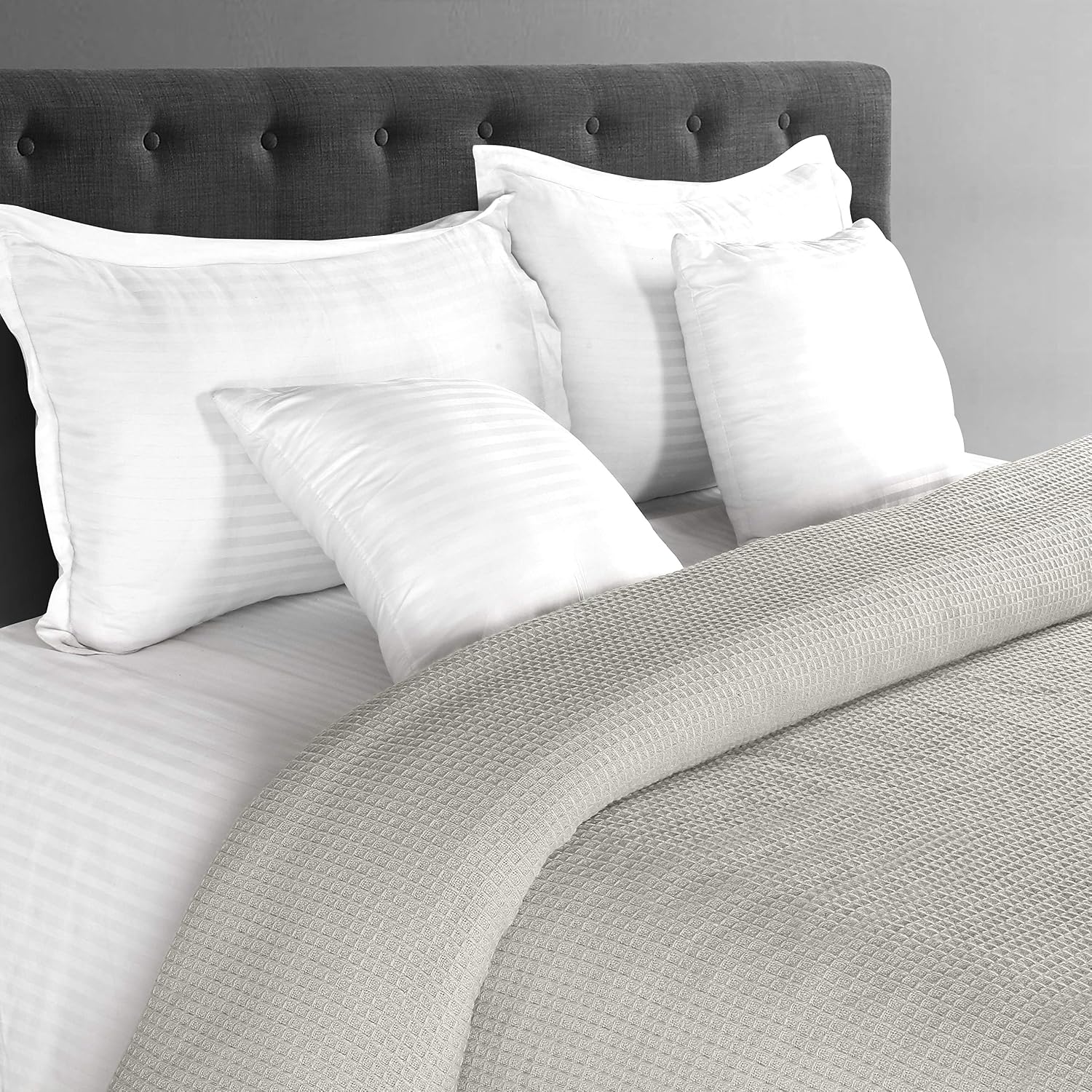 Glamburg 100% Cotton Thermal Bed Blanket, Soft Waffle, Queen Size, All Season, Navy Blue