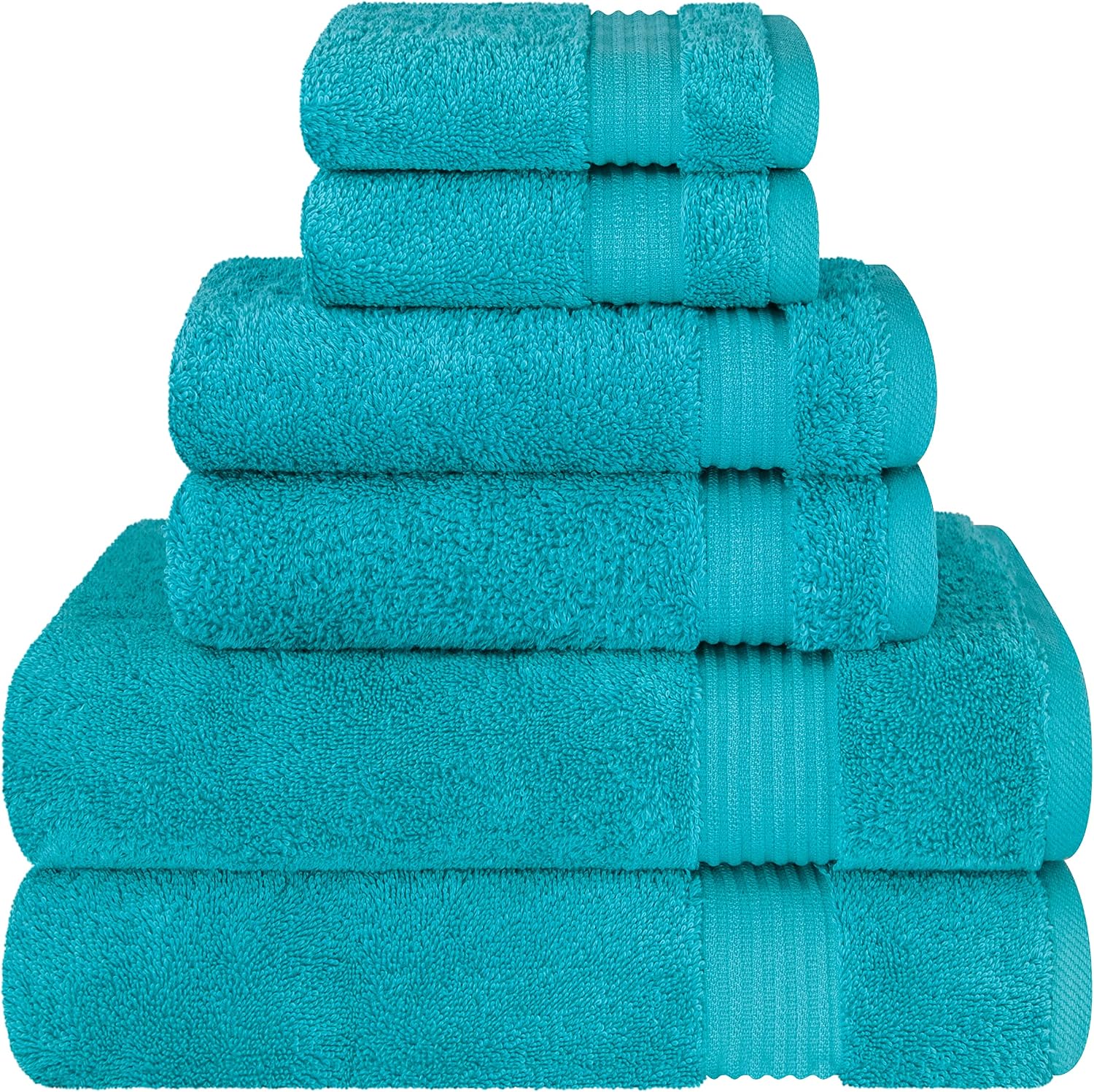Cotton Paradise Towel Set of 6, 2 Bath Towels, 2 Hand Towels and 2 Washcloths Towels for Bathroom Sets, Smoke Gray