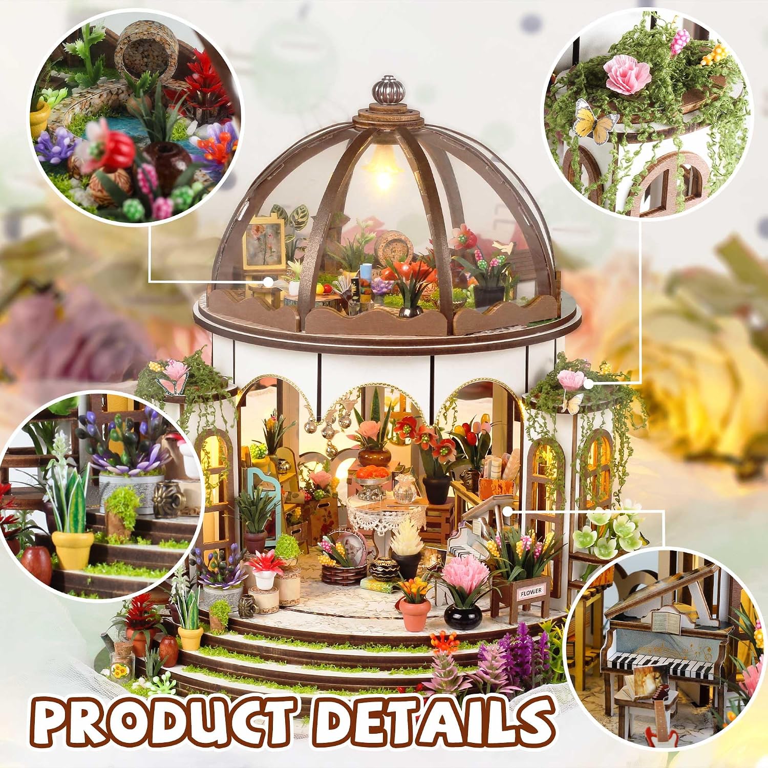 Kisoy Romantic and Cute Dollhouse Miniature DIY House Kit Creative Room Perfect DIY Gift for Friends,Lovers and Families (Sunny Holiday Time)