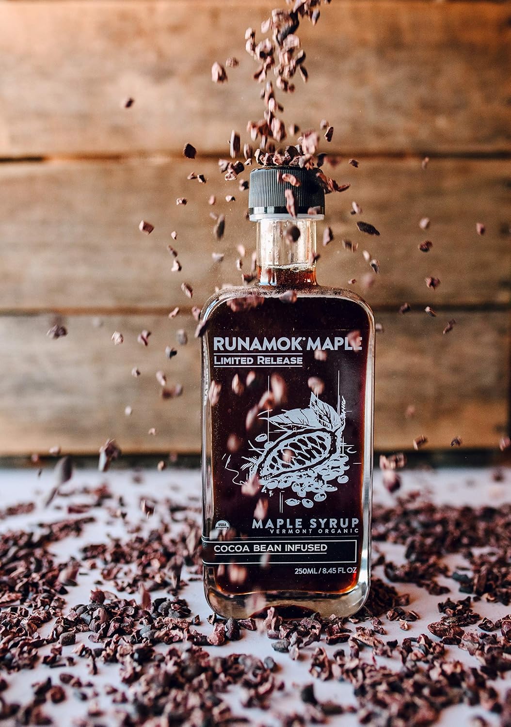 Runamok Maple Cinnamon-Vanilla Infused Maple Syrup - Authentic & Real Vermont Maple Syrup | Gluten Free & Natural Sweetener | Breakfast, Coffee, Pancakes Maple Syrup | 8.45 Fl Oz (250mL)