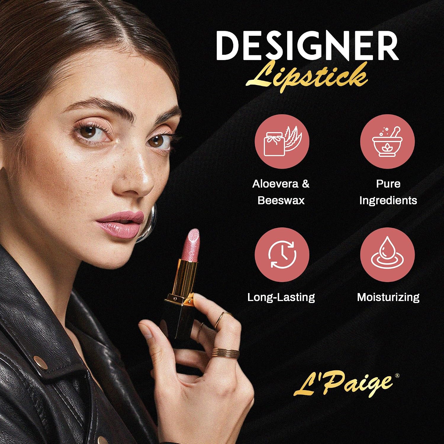 L’Paige Rosy Pearl Lipstick | Sheer Neutral Rose Lip Color | Aloe Vera Moisturizing Formula | Long-Lasting Hydrating Finish | Soft Silvery Pink Shade L56