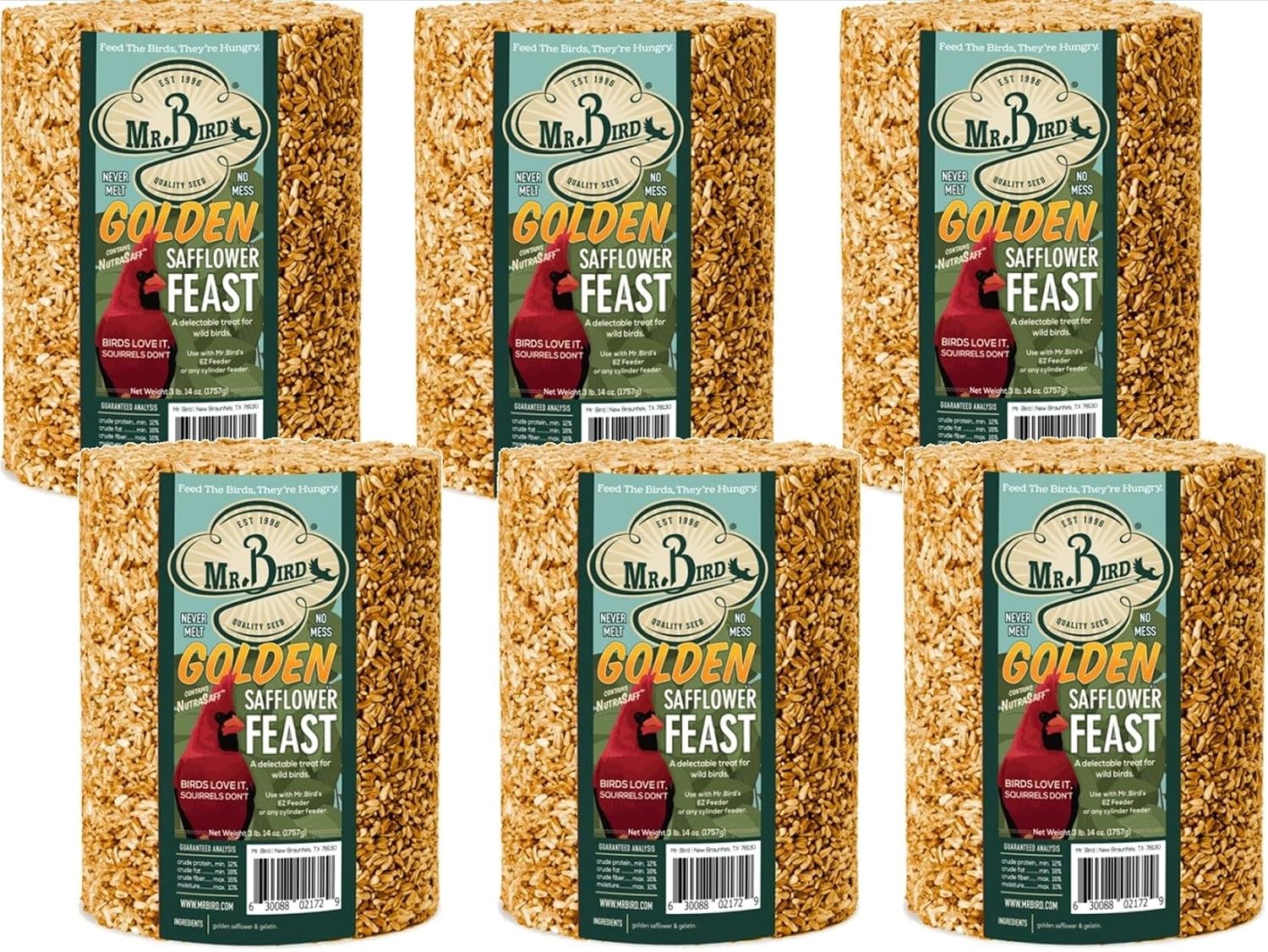 Mr. Bird Golden Safflower Cylinder Large Seed Cylinder 62 oz.