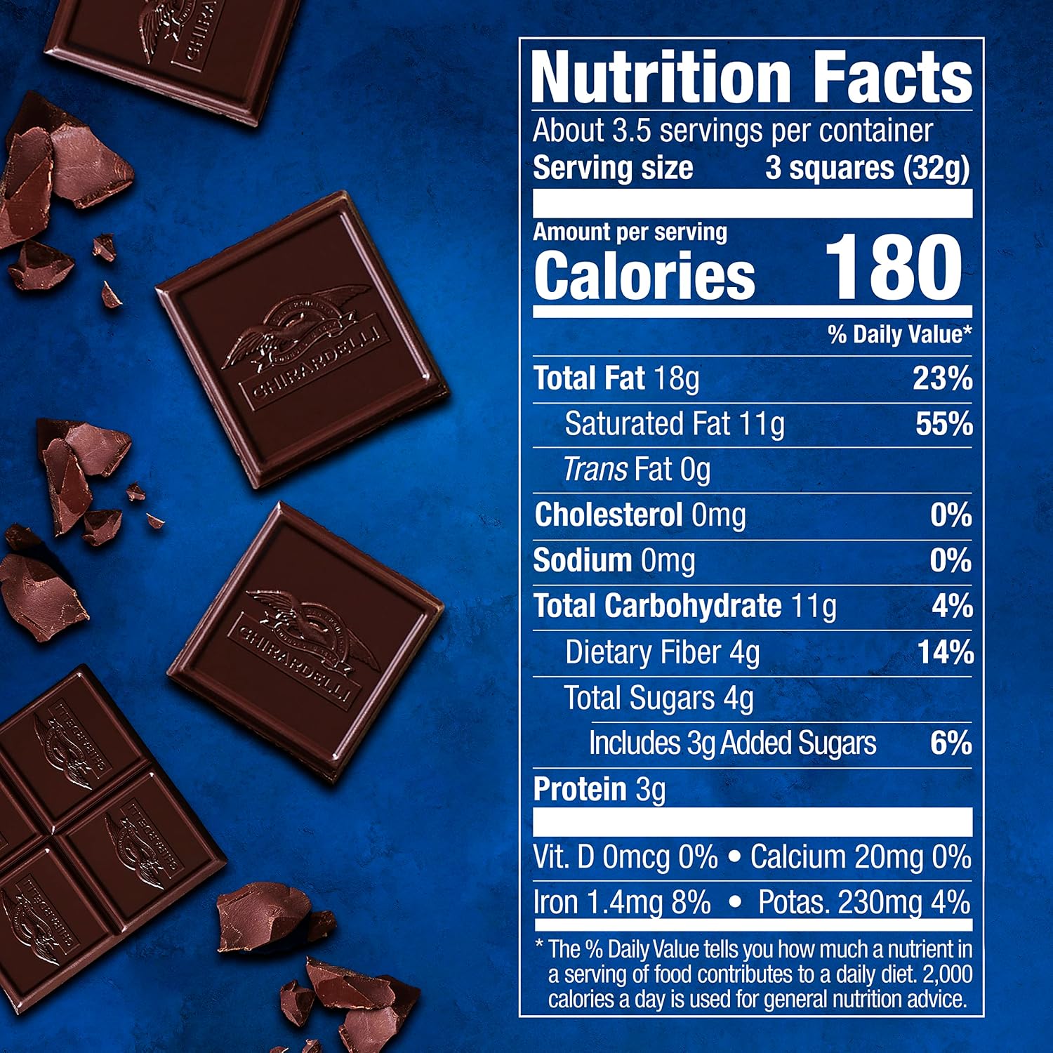 GHIRARDELLI PREMIUM DARK Chocolate Bar, 86% Cacao, 3.17oz Bar, 12 Pack