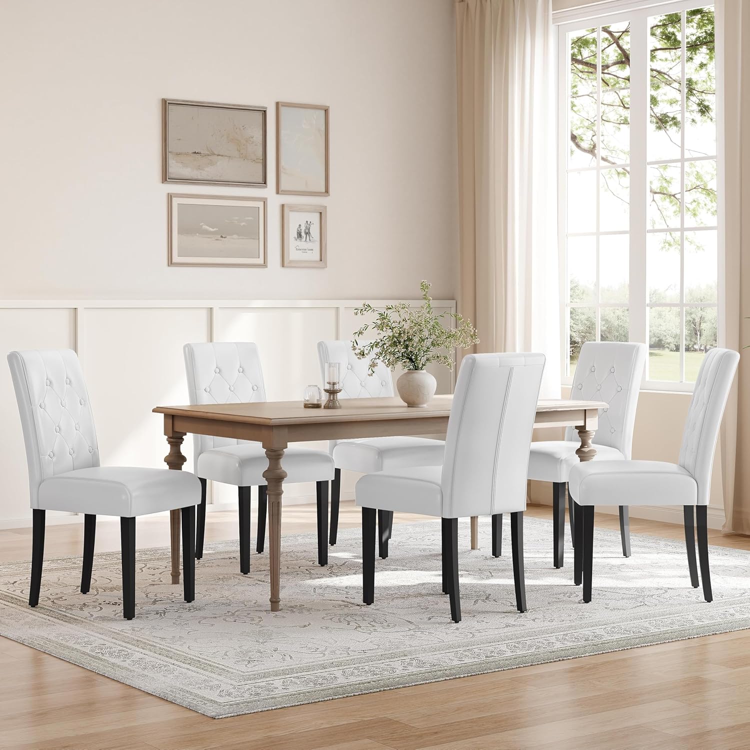 Yaheetech Dining Chairs Set of 2 Button Tufted Kitchen Chairs Brown