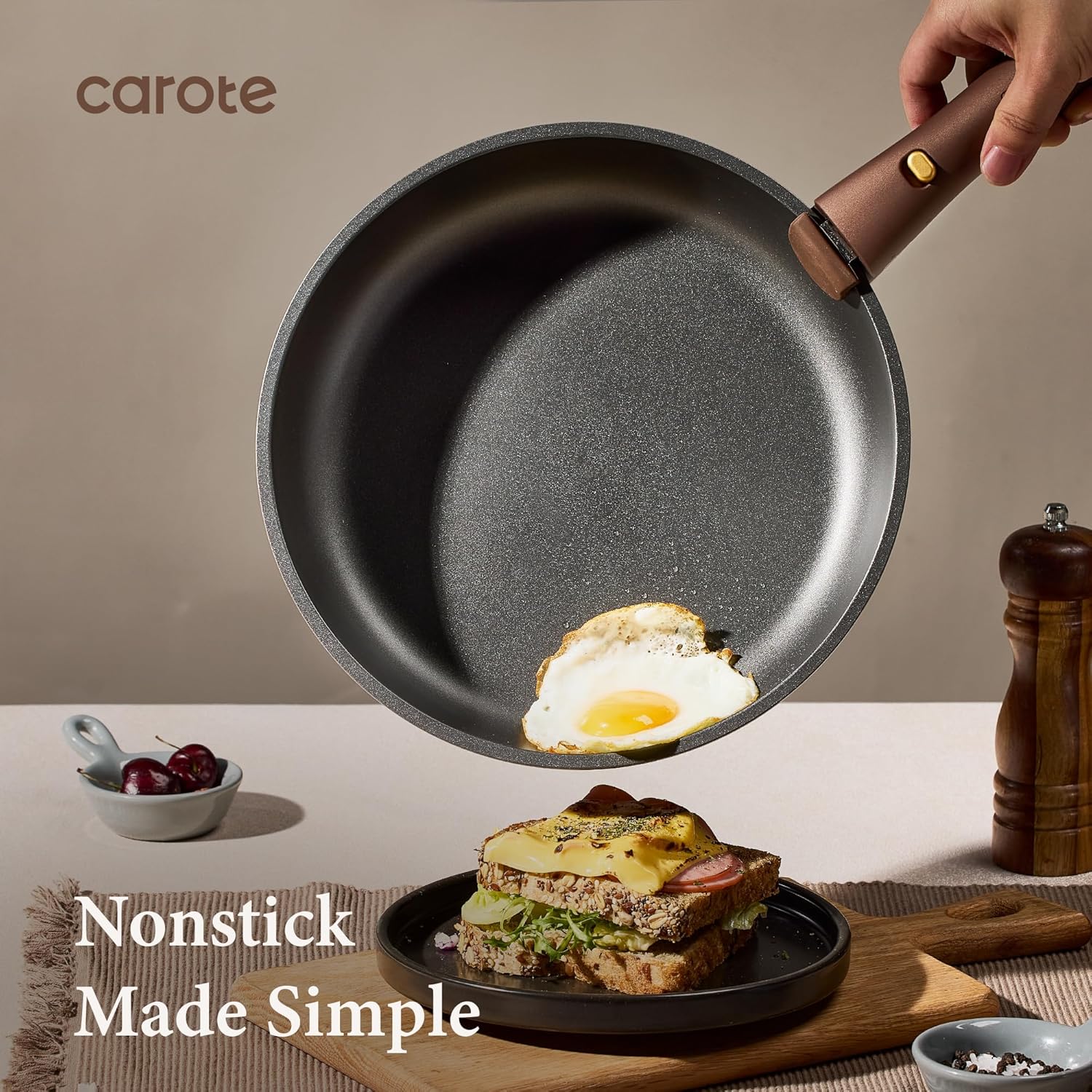 CAROTE 21pcs Pots and Pans Set, Nonstick Cookware Set Detachable Handle, Induction Kitchen Cookware Sets Non Stick with Removable Handle