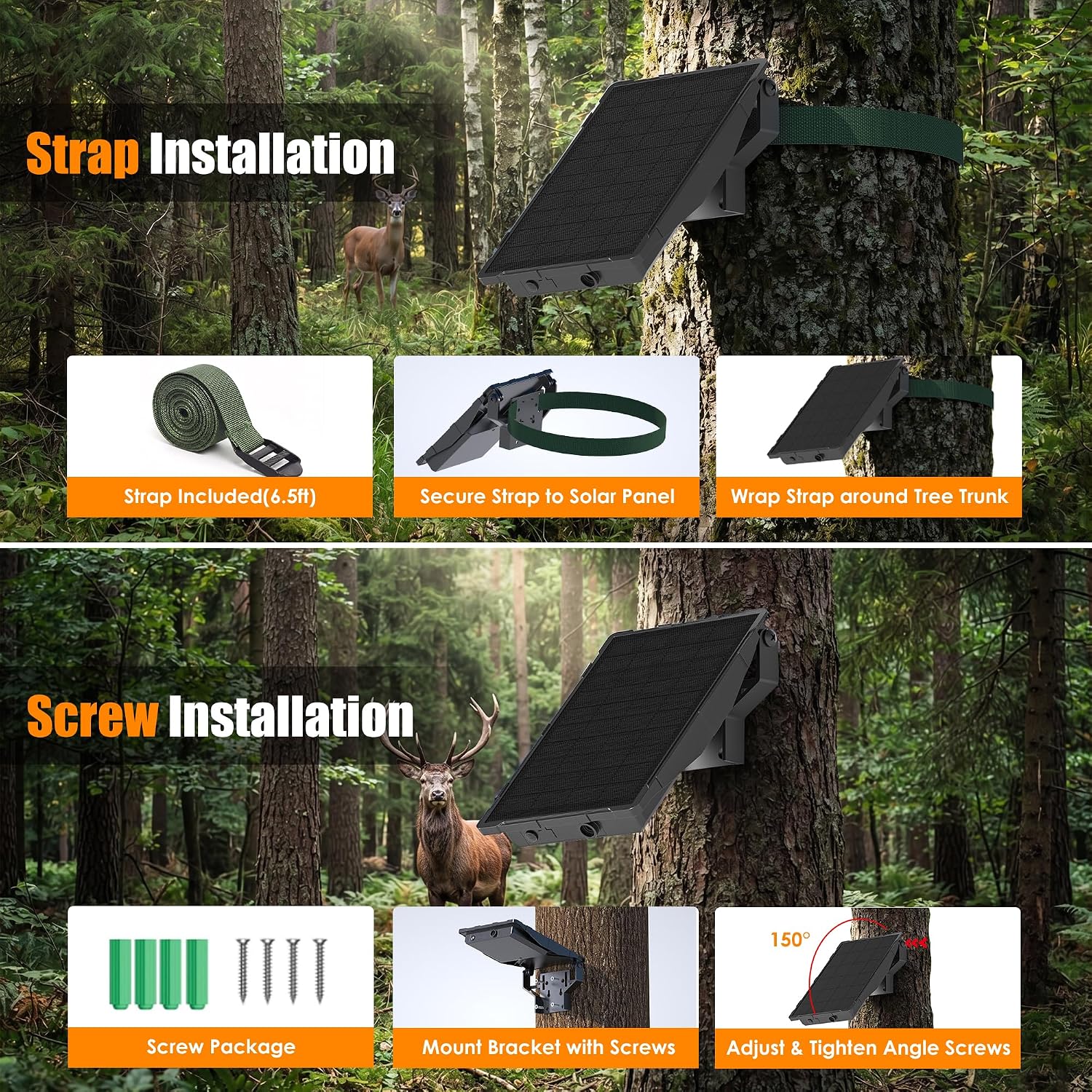 Trail Camera Solar Panel for Tactacam and Cellular&Wireless Hunting Camera | 12V Solar Battery Charger Kit with 4000mAh Rechargeable Battery