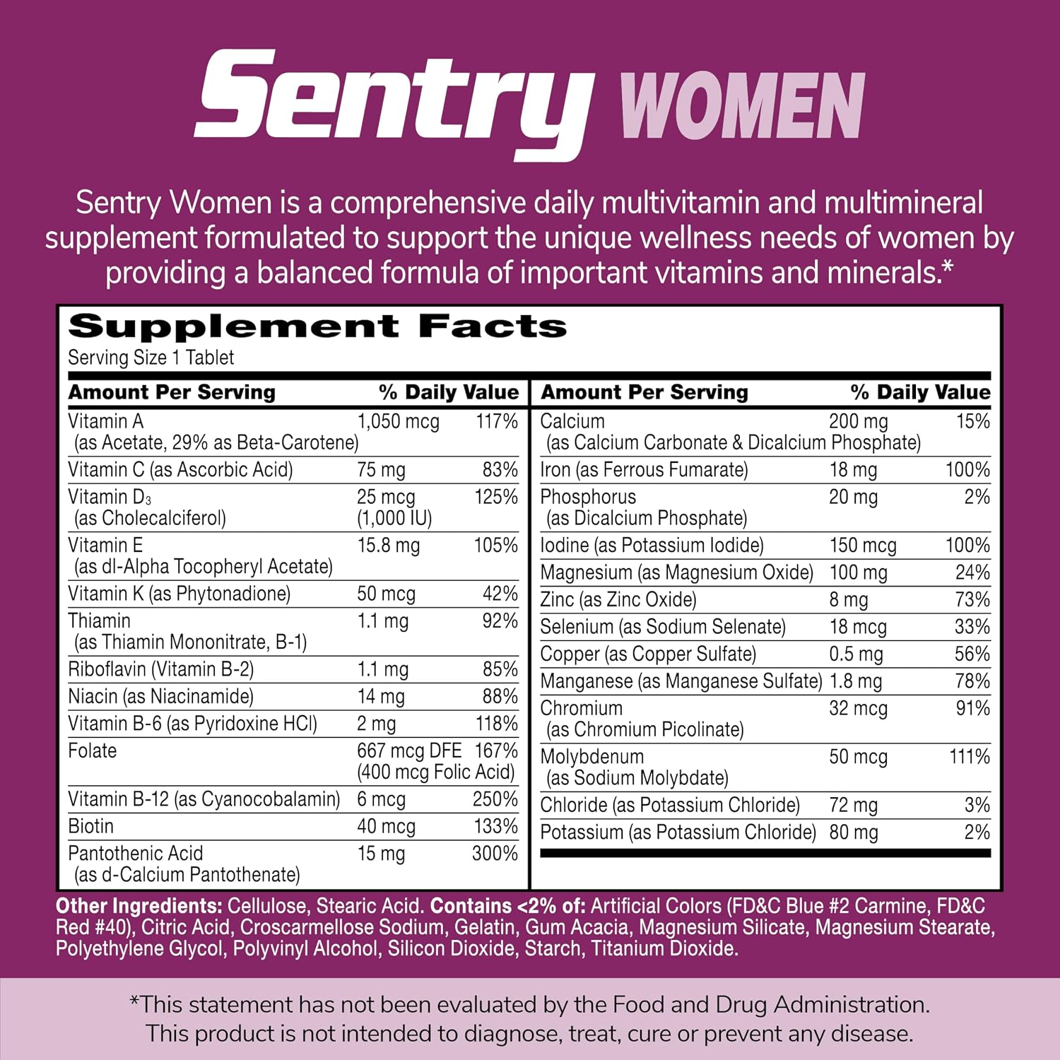 21st Century Sentry Women Multivitamin with Iron & Calcium, 120 Count | Complete Women's Multivitamin & Multimineral with Iron, Compare VS. Centrum® Women, Daily Energy, 120-count 4-month Supply
